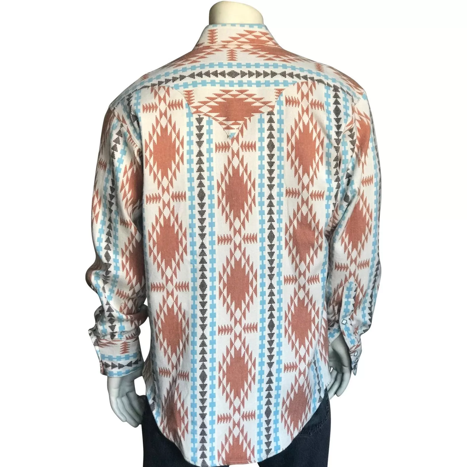 Rockmount Men'S Premium Flannel Jacquard Western Shirt In Ivory & Brown Shop