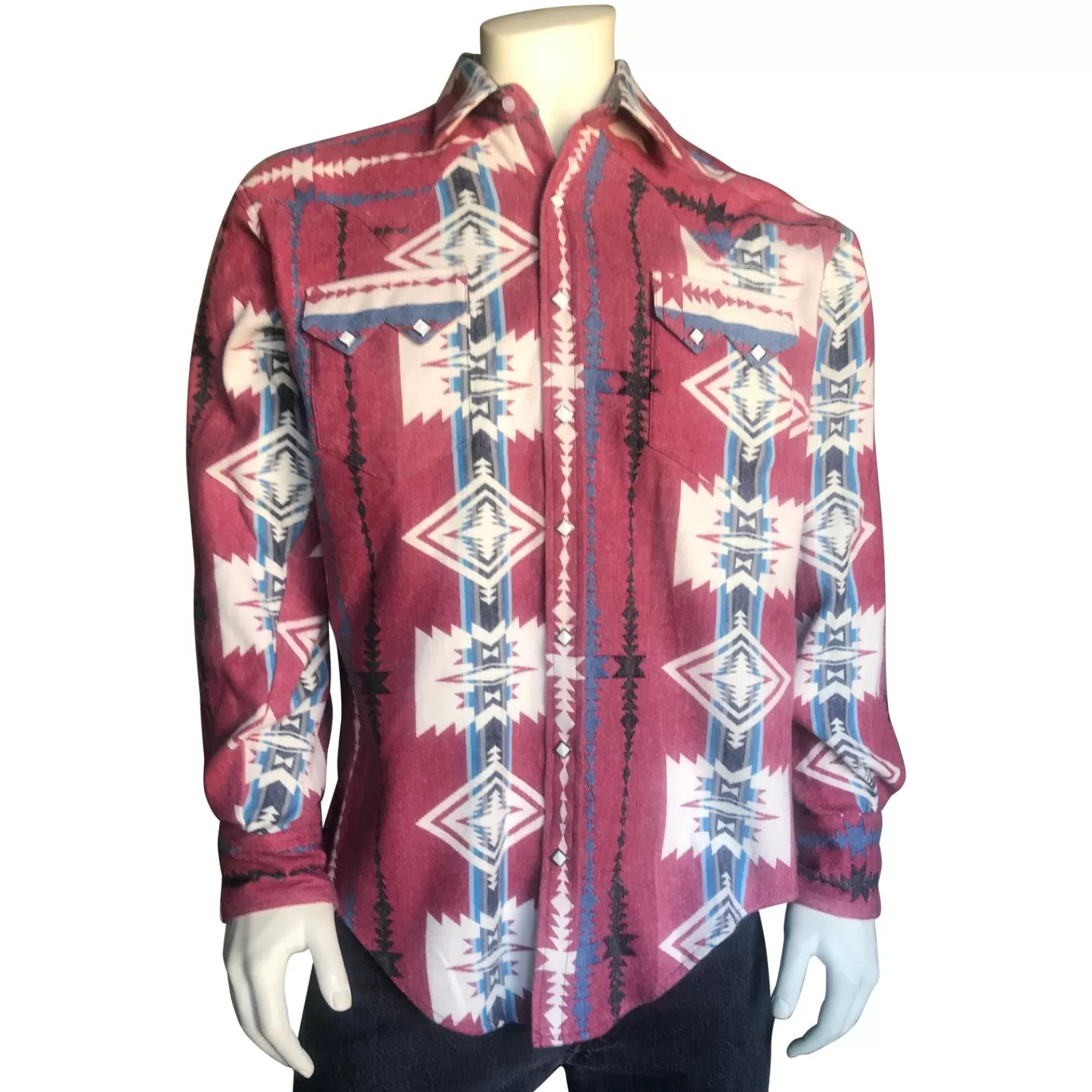 Rockmount Men'S Premium Flannel Jacquard Western Shirt In Red & White Online