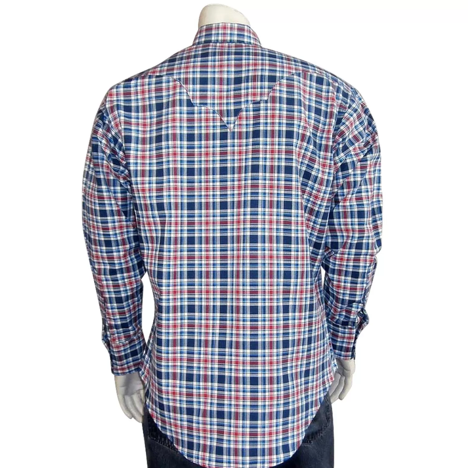 Rockmount Men'S Red & Blue Windowpane Plaid Western Shirt Discount