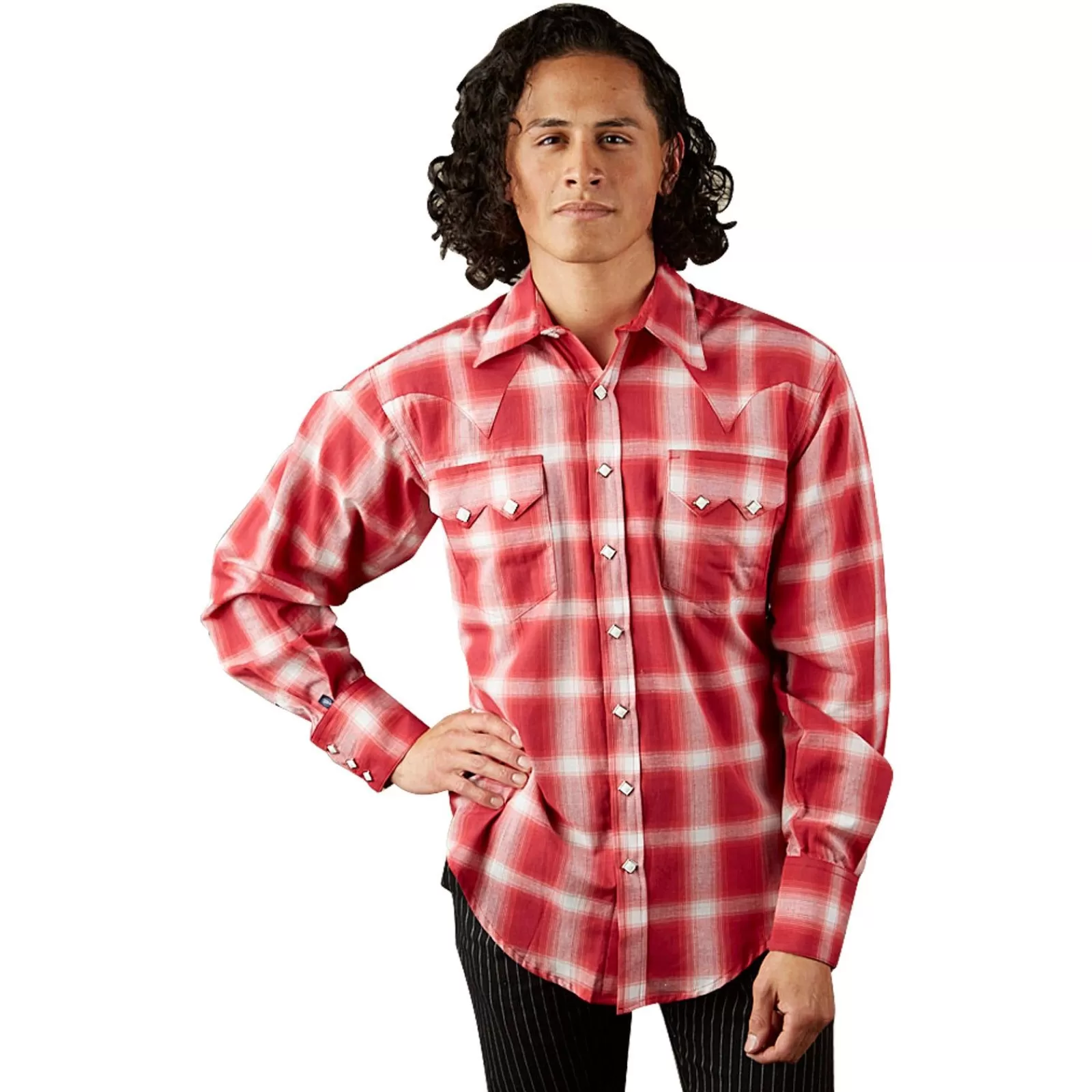 Rockmount Men'S Red & White Shadow Plaid Western Shirt Best Sale