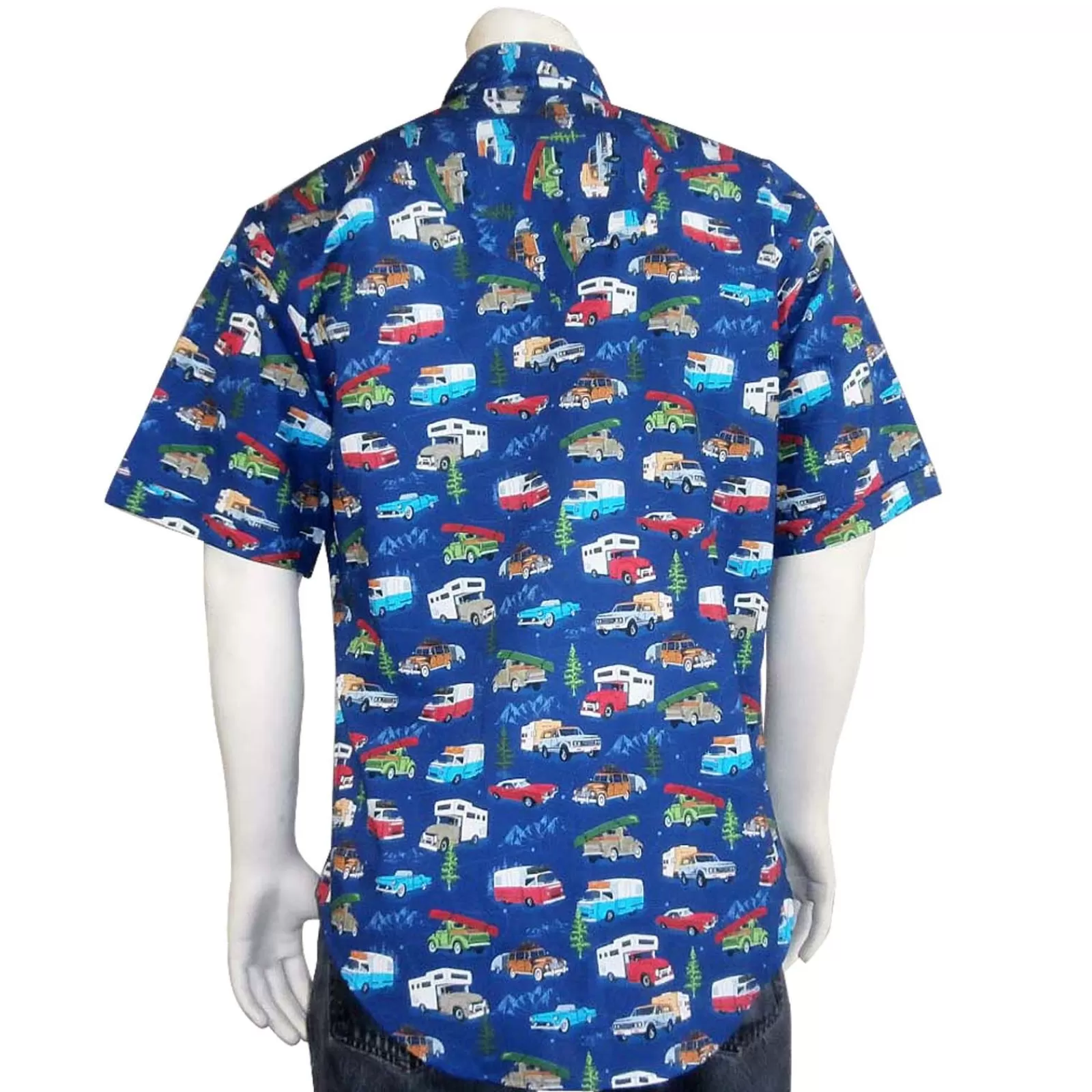 Rockmount Men'S Retro Campers Print Short Sleeve Western Shirt In Navy Best