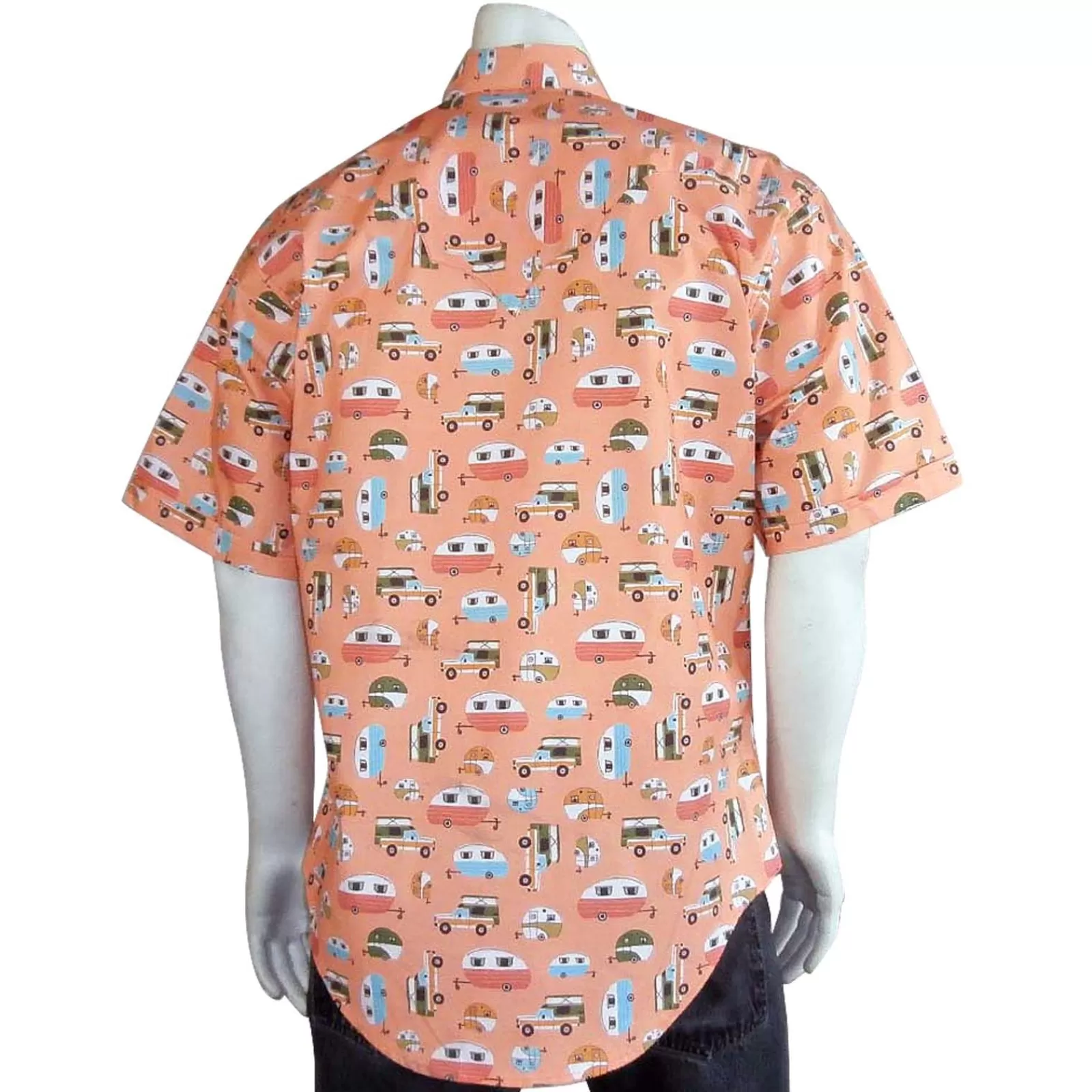 Rockmount Men'S Retro Campers Print Short Sleeve Western Shirt In Peach Online