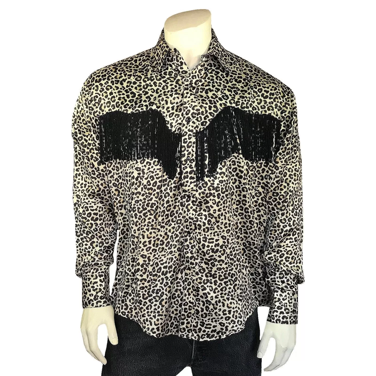 Rockmount Men'S Rock Star Leopard Fringe Western Shirt Flash Sale