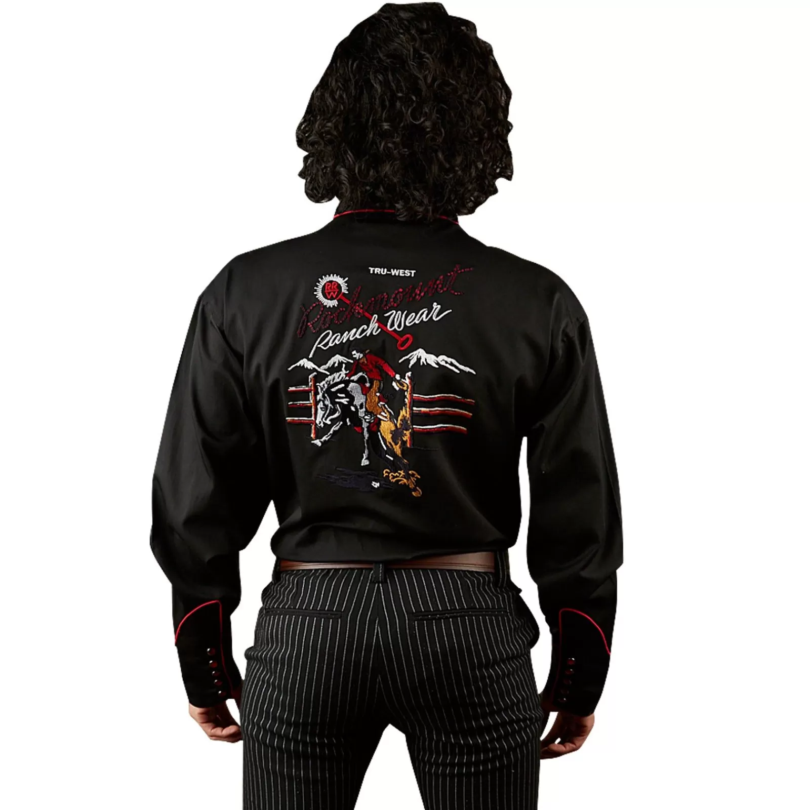 Rockmount Men'S Bronc Vintage Embroidery Western Shirt In Black Hot