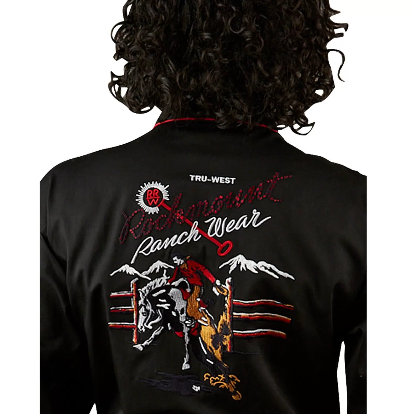 Rockmount Men'S Bronc Vintage Embroidery Western Shirt In Black Hot