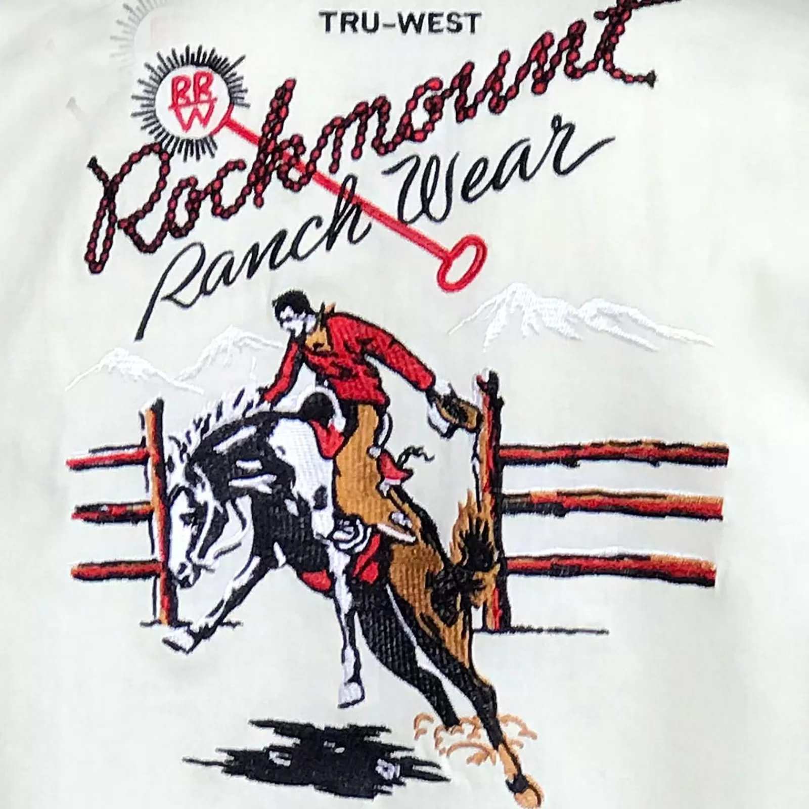 Rockmount Men'S Bronc Vintage Embroidery Western Shirt In Ivory New