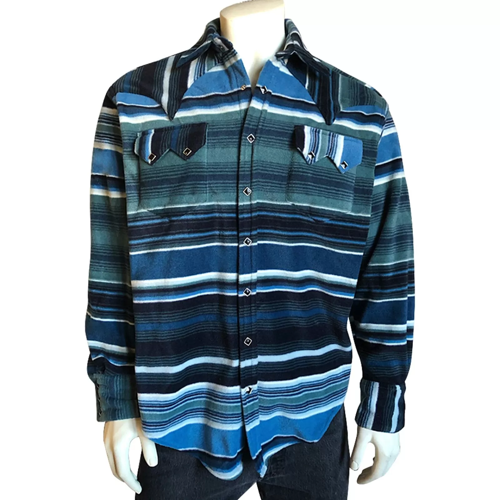 Rockmount Men'S Serape Pattern Fleece Western Shirt In Blue & Navy Shop