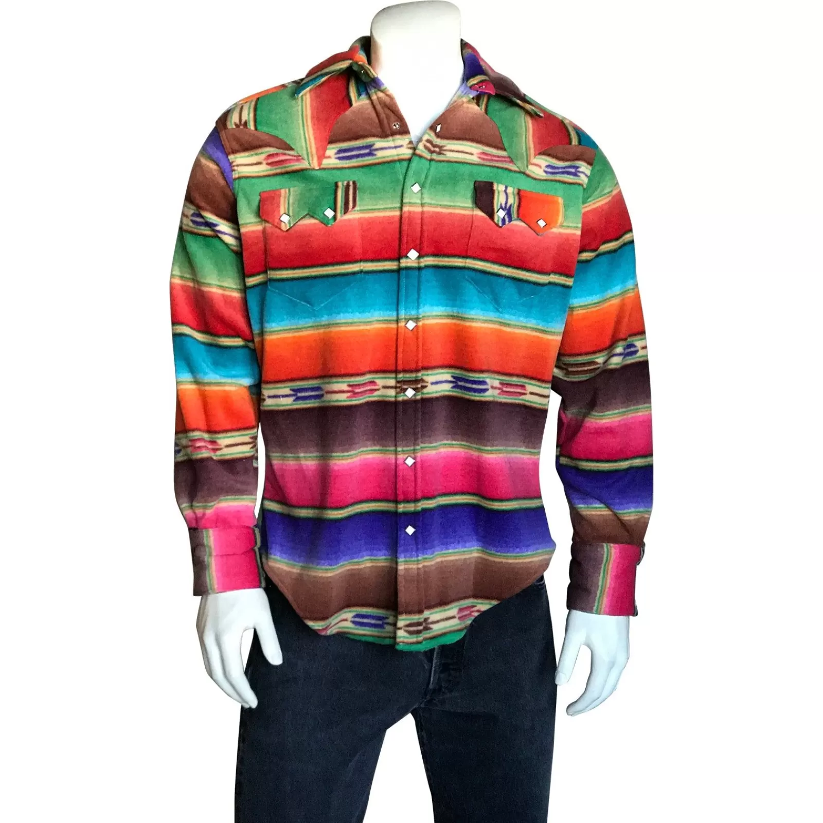 Rockmount Men'S Serape Pattern Fleece Western Shirt In Brown & Purple Discount