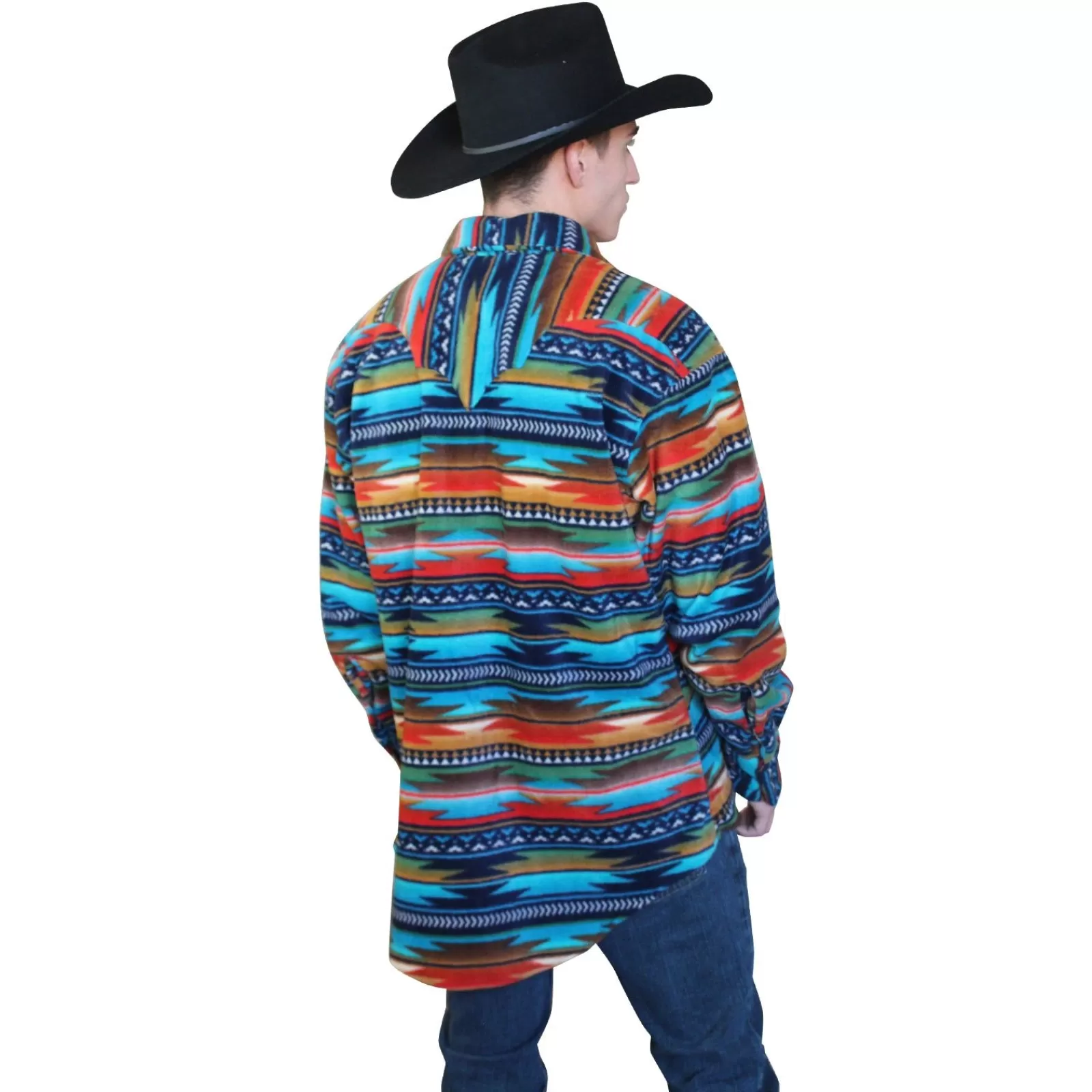 Rockmount Men'S Serape Pattern Fleece Western Shirt In Multi-Color Turquoise Hot