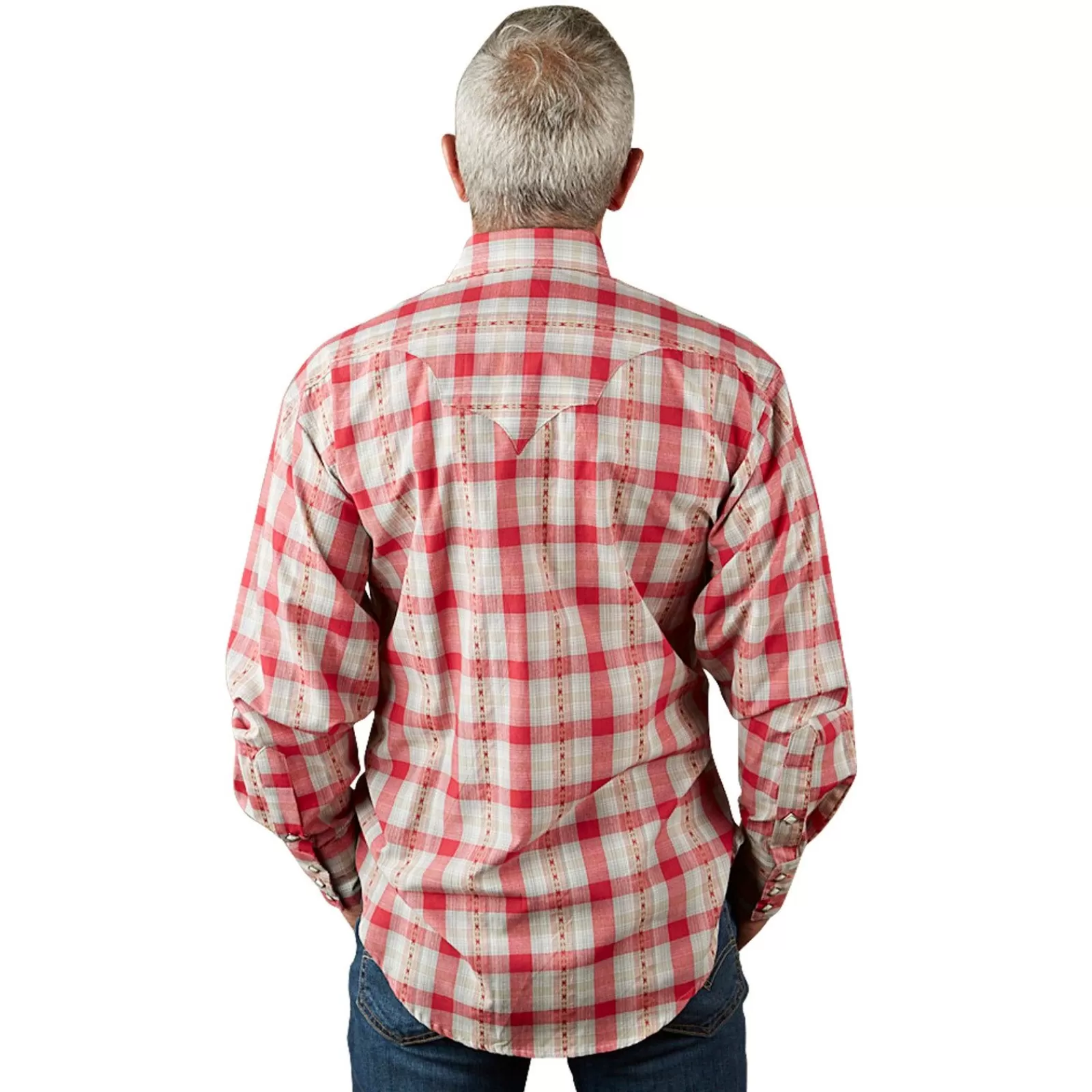 Rockmount Men'S Shadow Plaid Dobby Lurex Western Shirt In Red Outlet