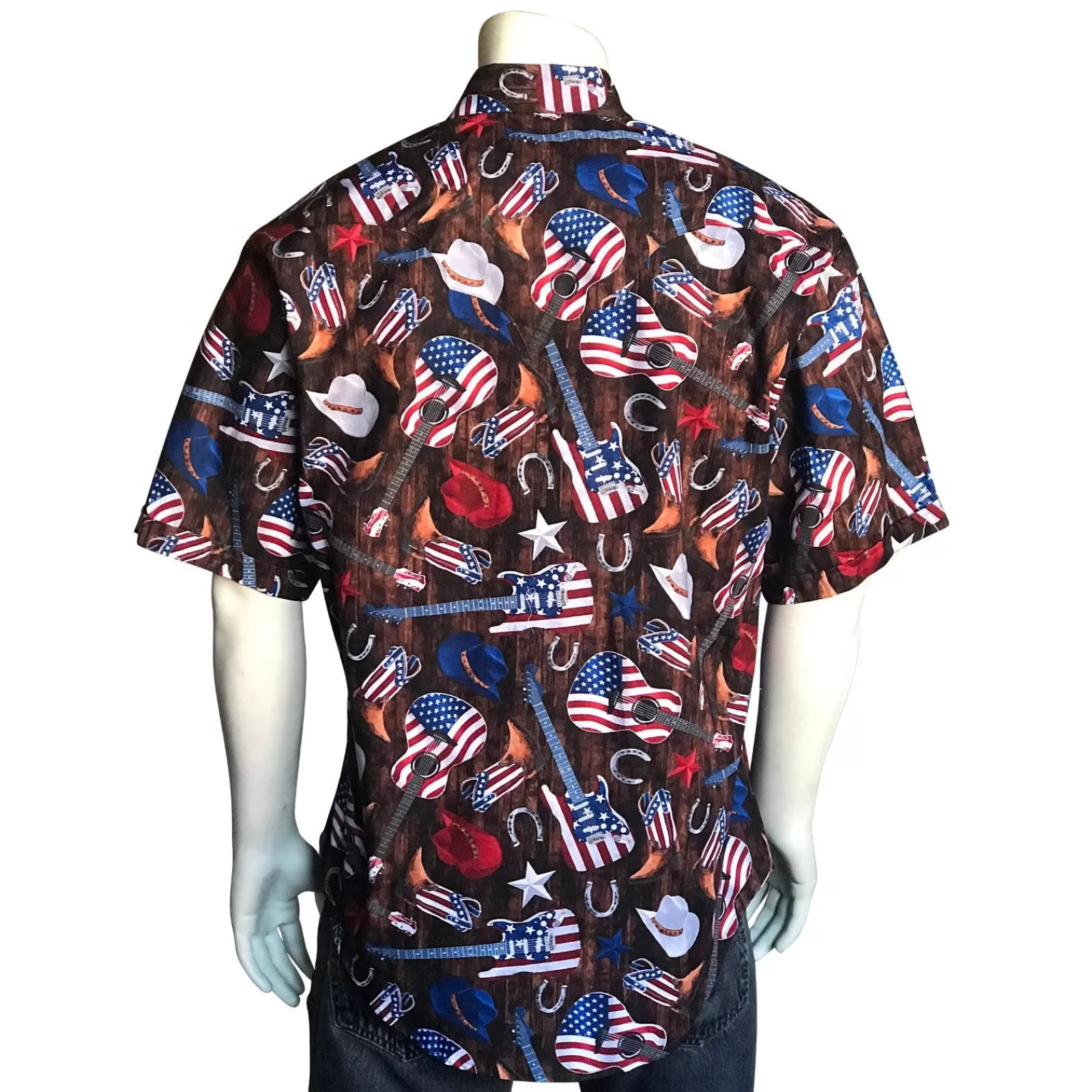 Rockmount Men'S Short Sleeve Americana Print Western Shirt Best Sale