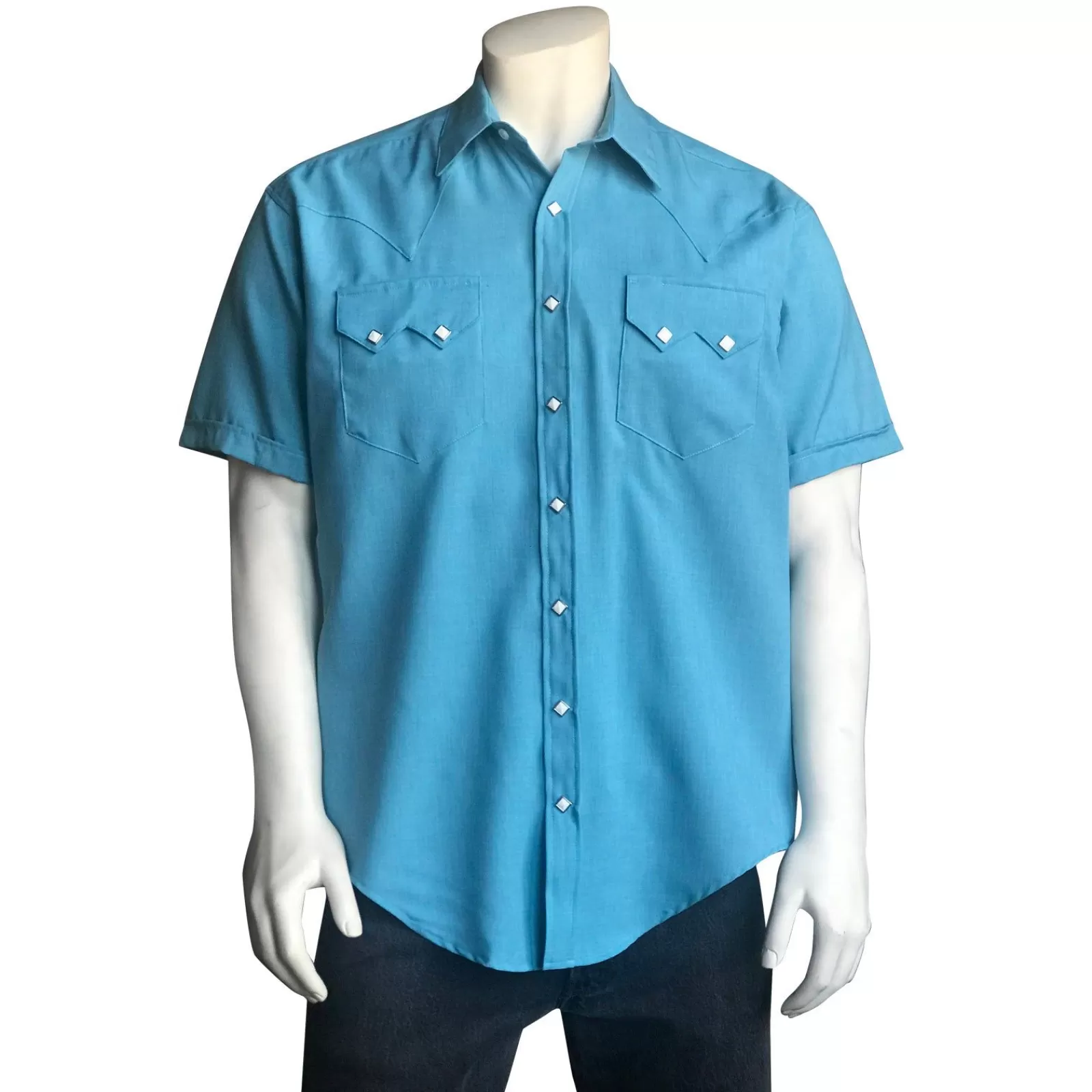 Rockmount Men'S Short Sleeve Aqua Western Shirt With Uv Protection Fashion