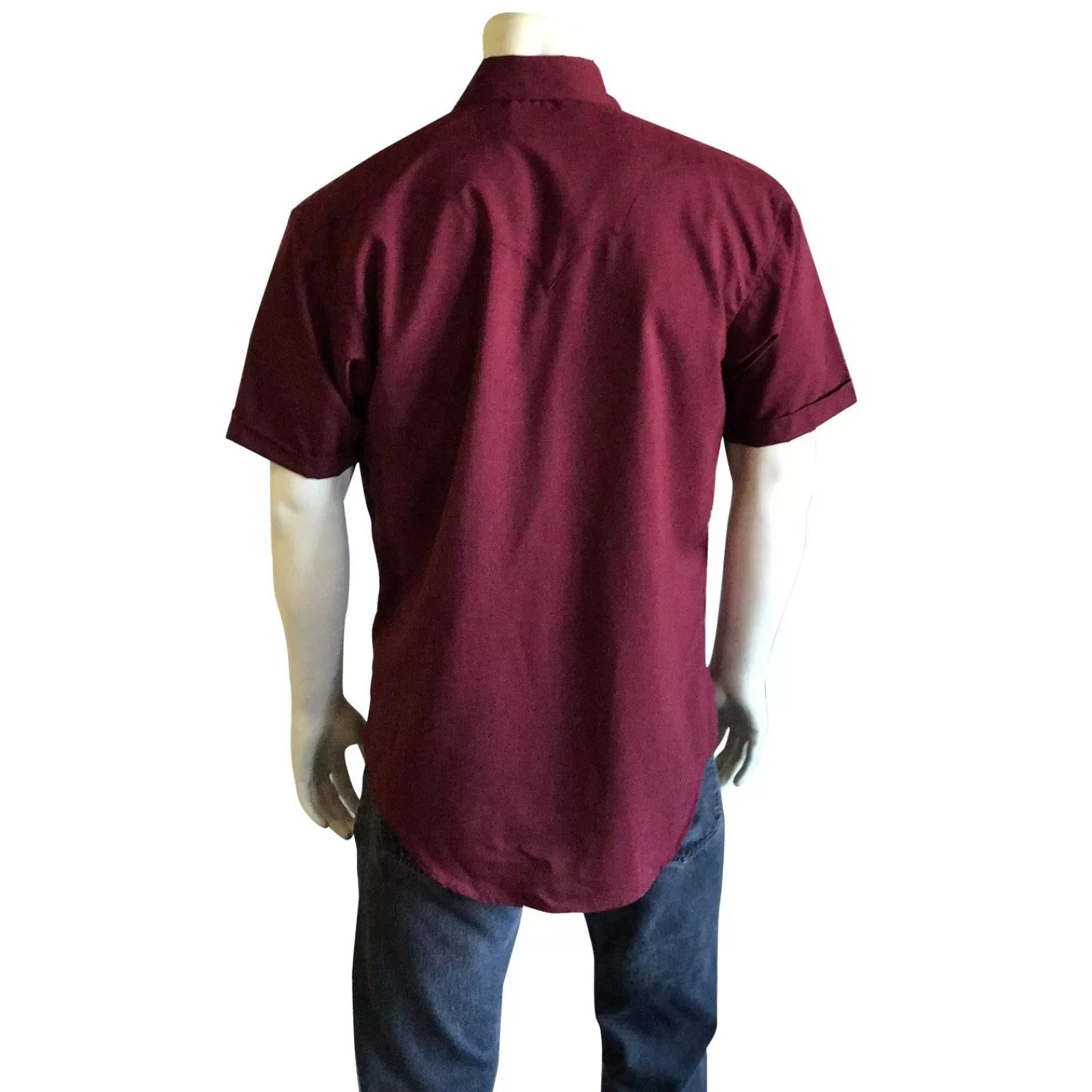 Rockmount Men'S Short Sleeve Burgundy Western Shirt With Uv Protection New