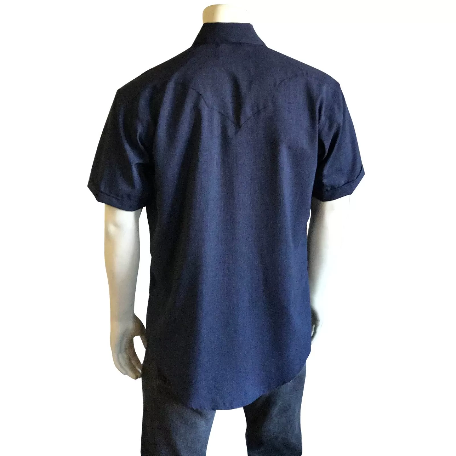Rockmount Men'S Short Sleeve Navy Western Shirt With Uv Protection Flash Sale