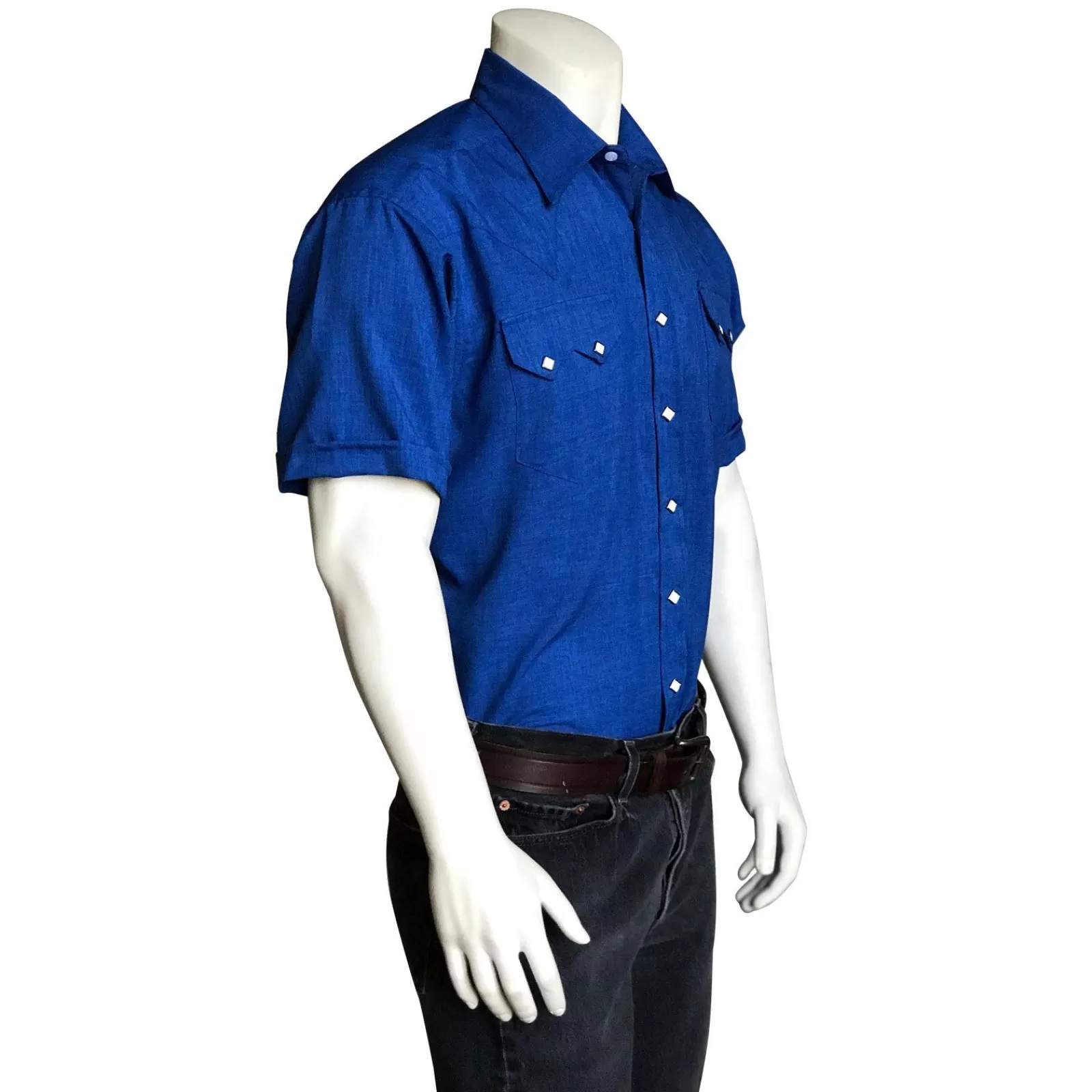 Rockmount Men'S Short Sleeve Royal Blue Western Shirt With Uv Protection Cheap