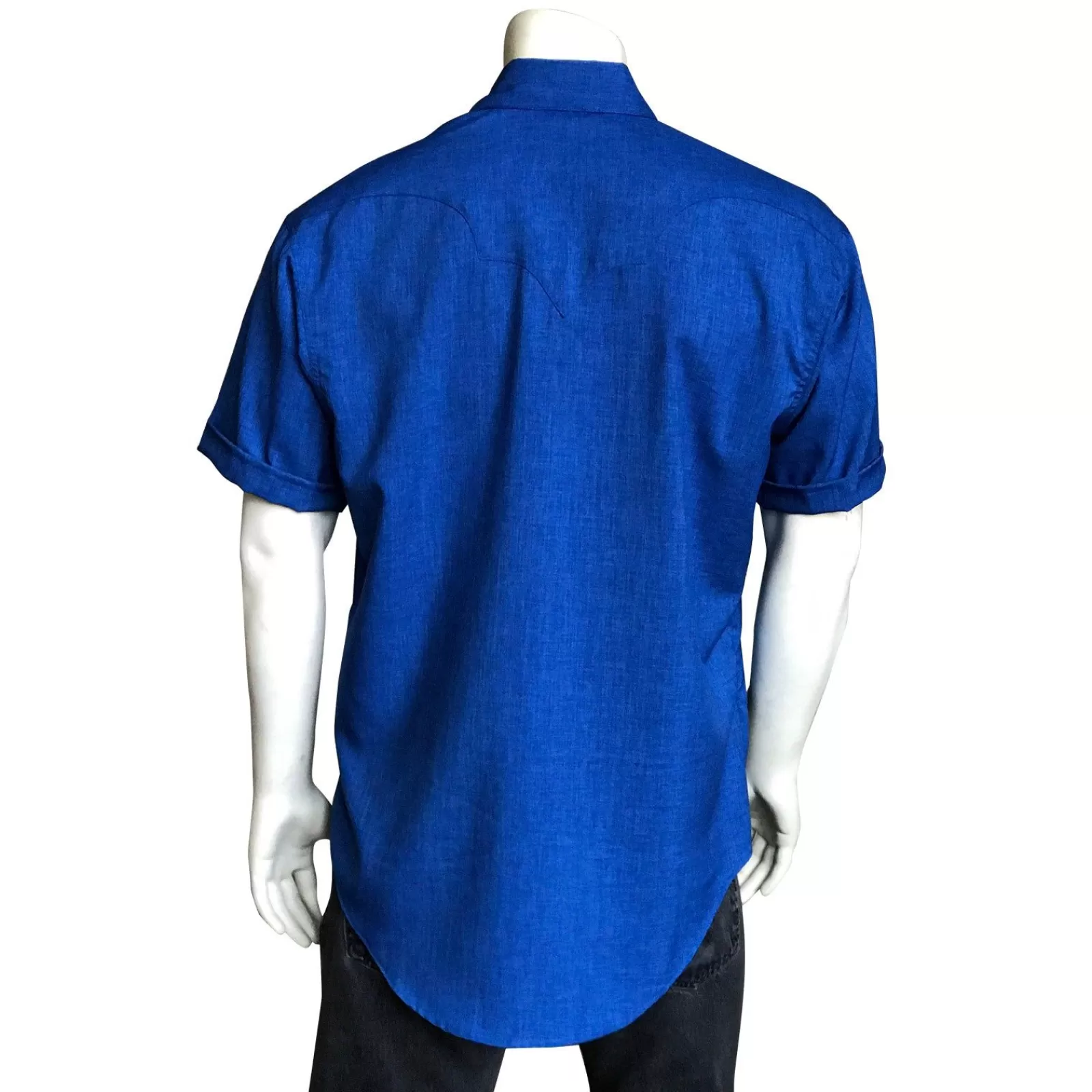 Rockmount Men'S Short Sleeve Royal Blue Western Shirt With Uv Protection New