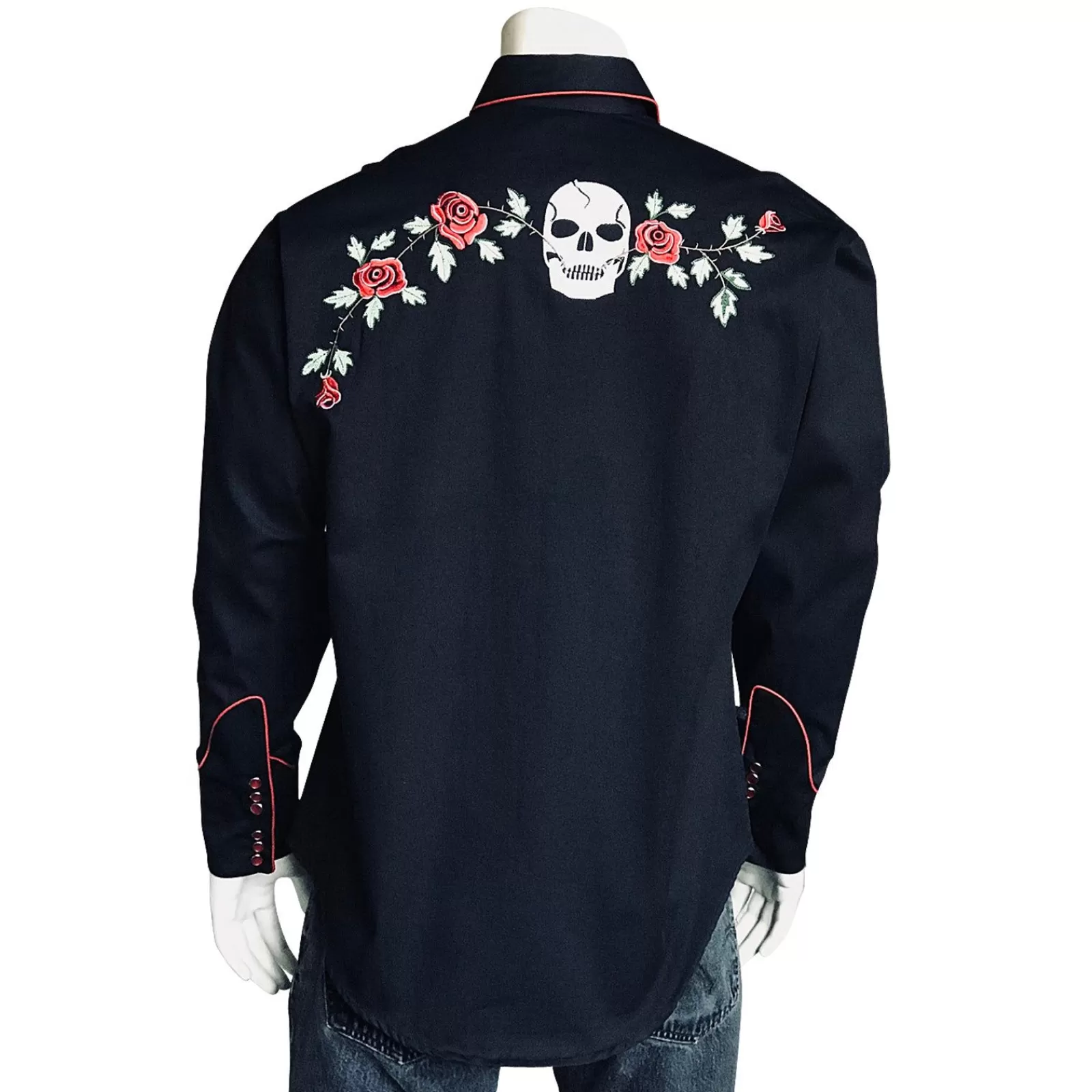 Rockmount Men'S Skulls & Roses Vintage Embroidered Western Shirt Best