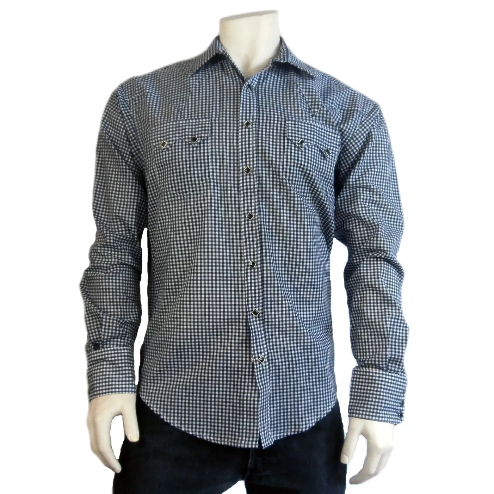 Rockmount Men'S Slim Fit Black Gingham Check Western Shirt Online