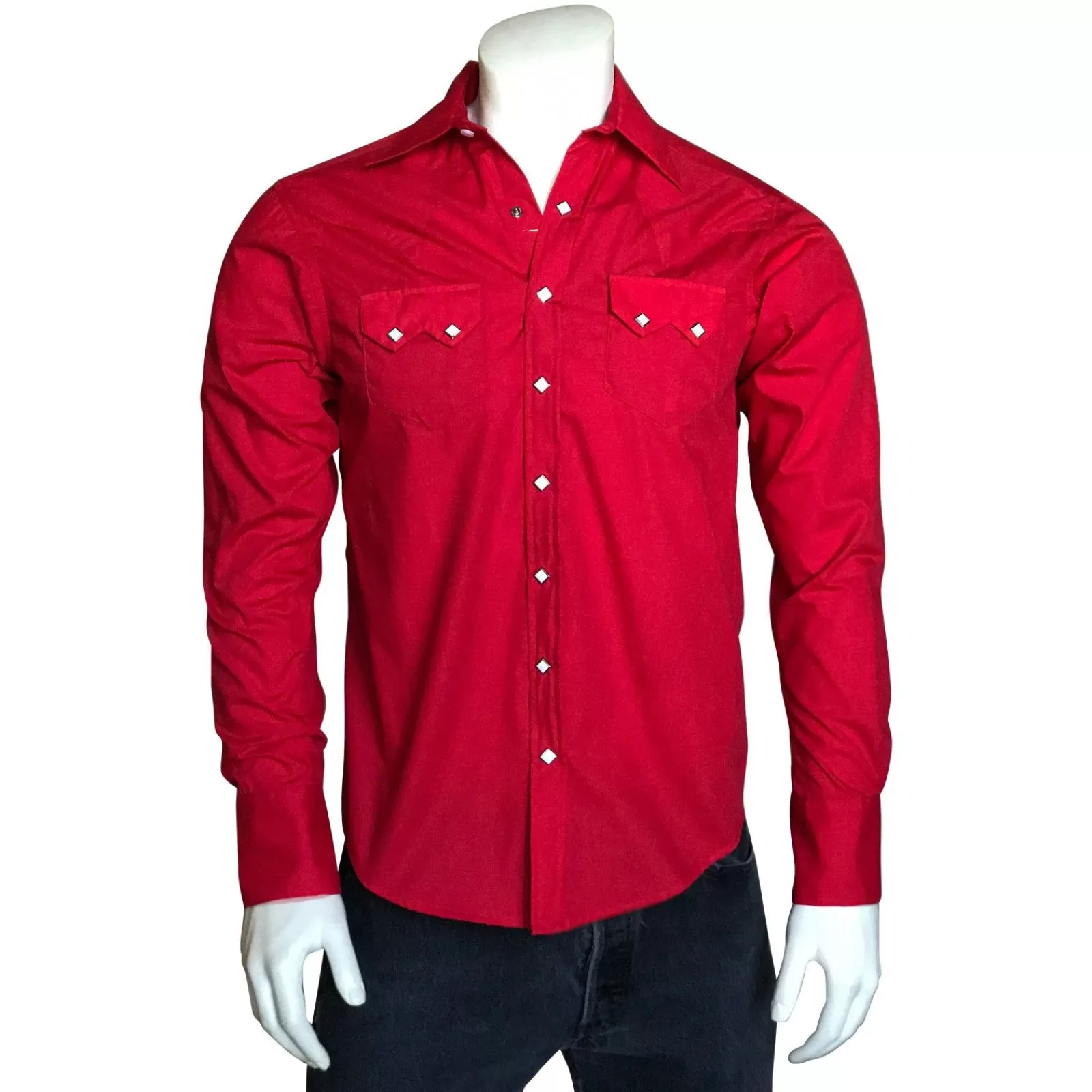 Rockmount Men'S Slim Fit Red Cotton Blend Western Shirt Flash Sale