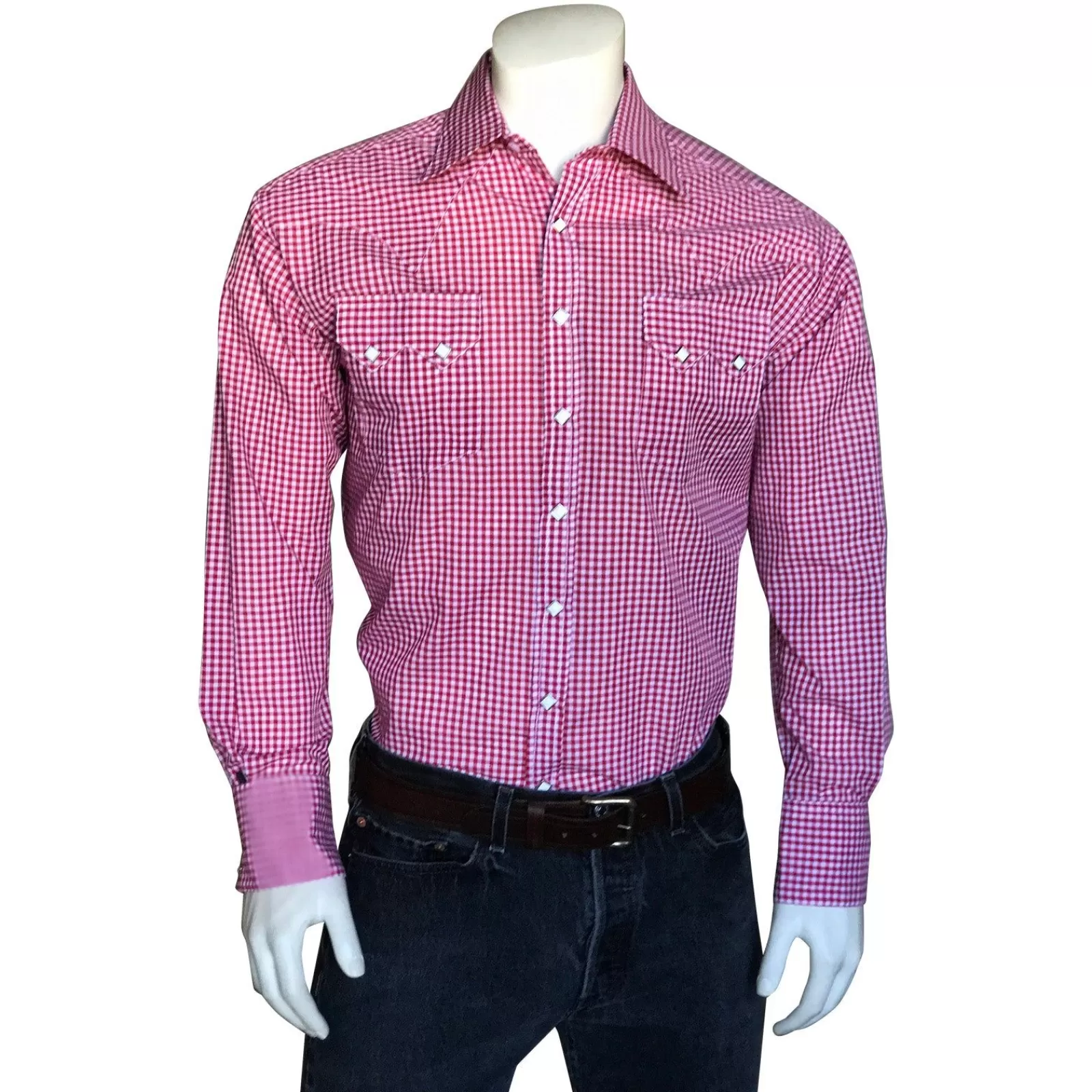 Rockmount Men'S Slim Fit Red Gingham Check Western Shirt Store