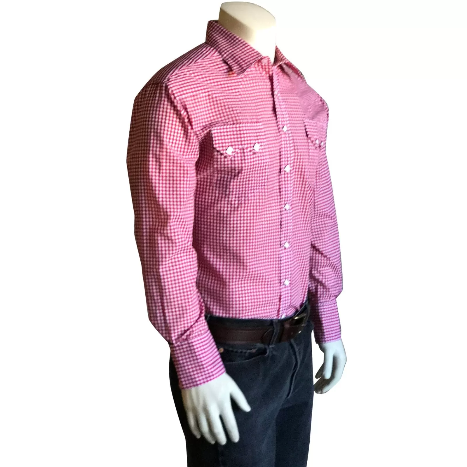 Rockmount Men'S Slim Fit Red Gingham Check Western Shirt Store