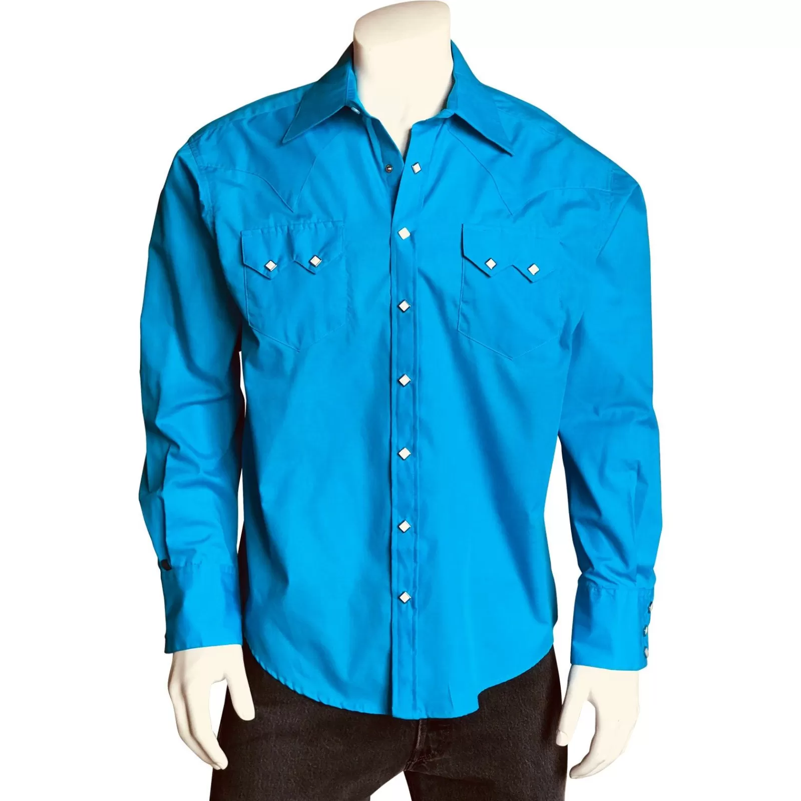 Rockmount Men'S Slim Fit Turquoise Cotton Blend Western Shirt Online