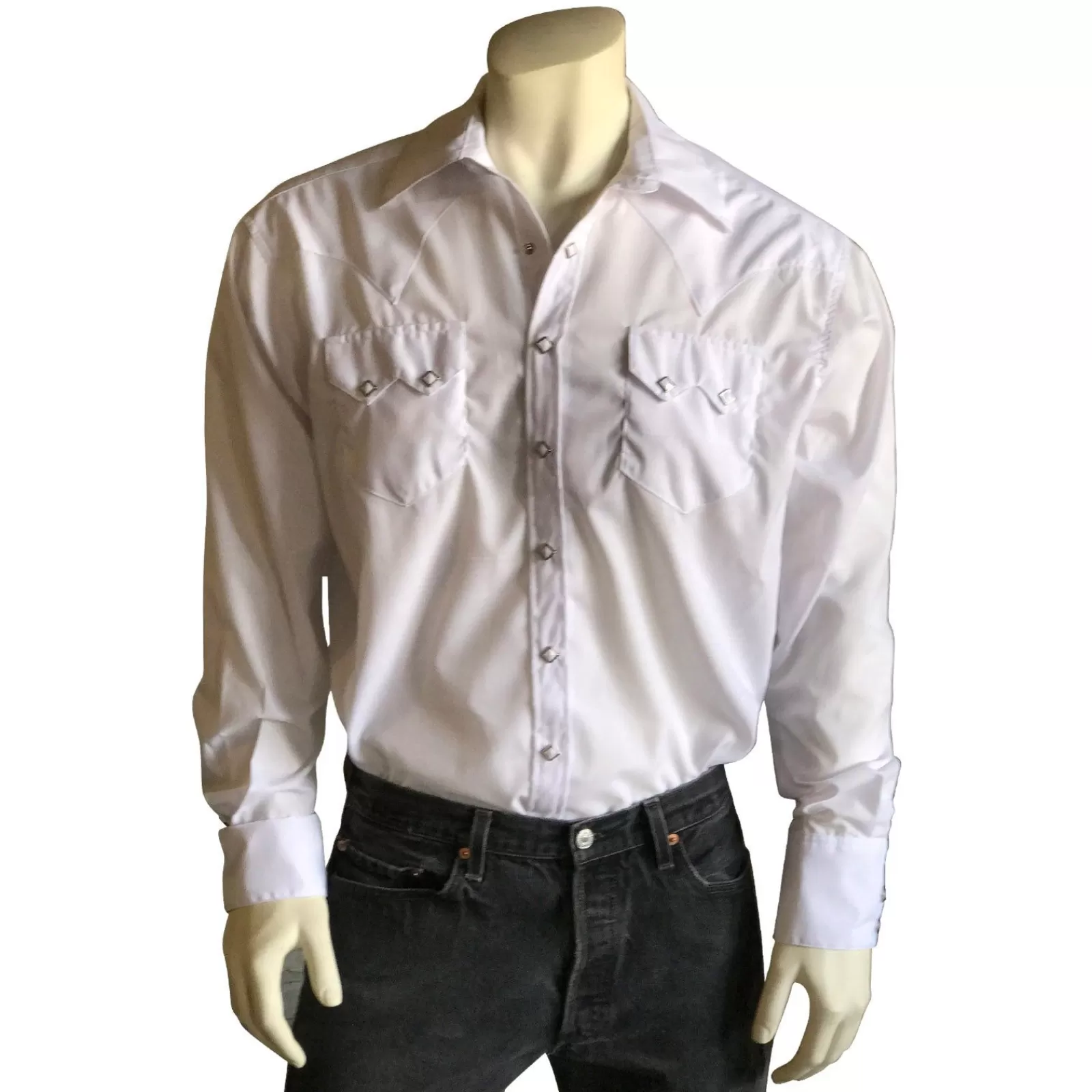 Rockmount Men'S Slim Fit White Cotton Blend Western Shirt Shop