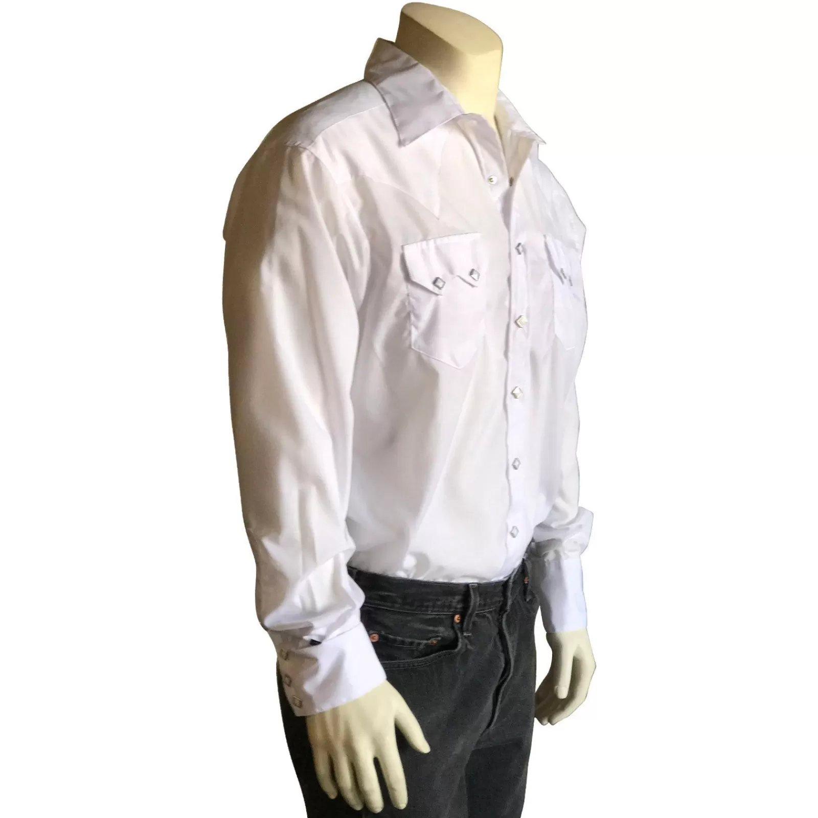 Rockmount Men'S Slim Fit White Cotton Blend Western Shirt Shop