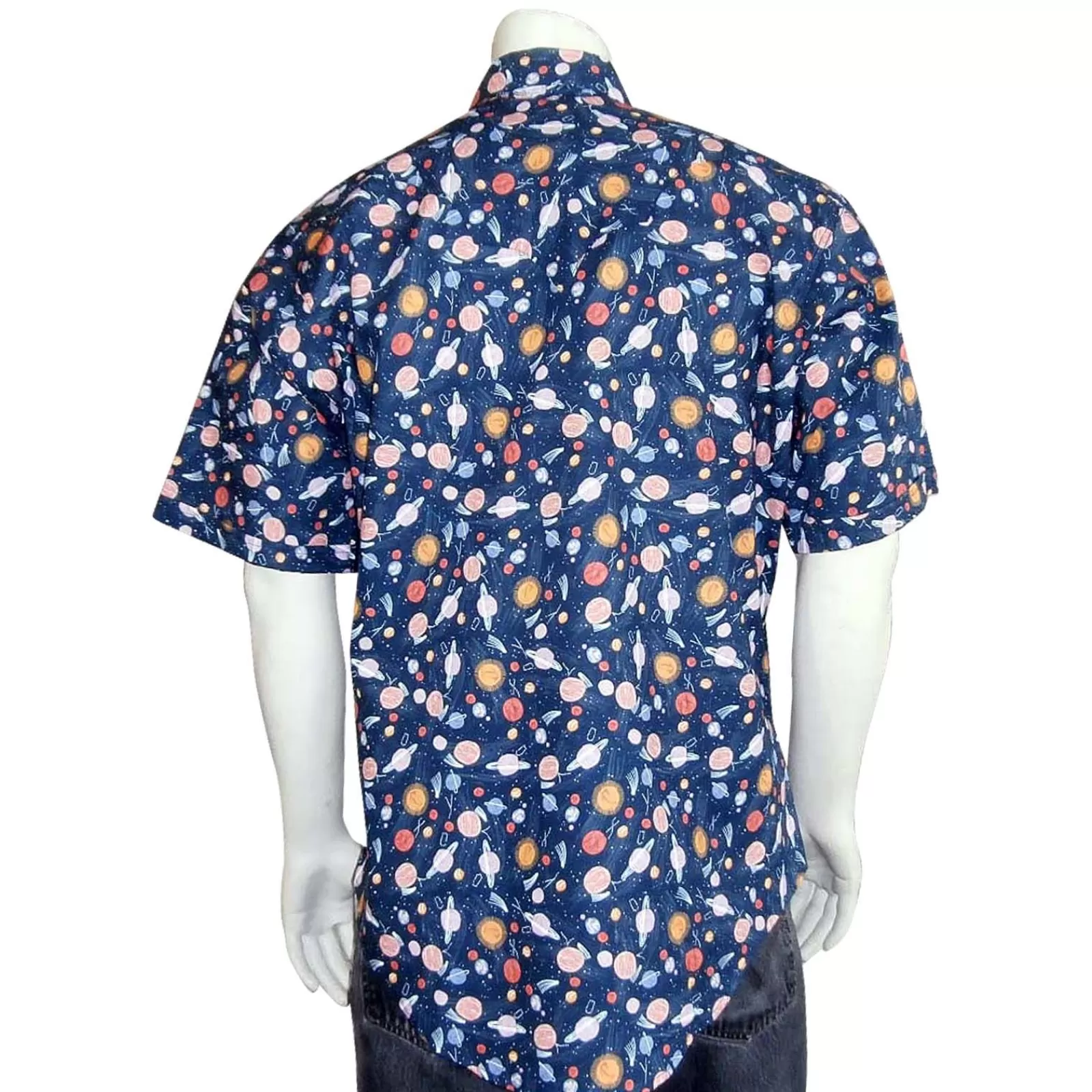 Rockmount Men'S Solar System Print Short Sleeve Western Shirt In Navy New