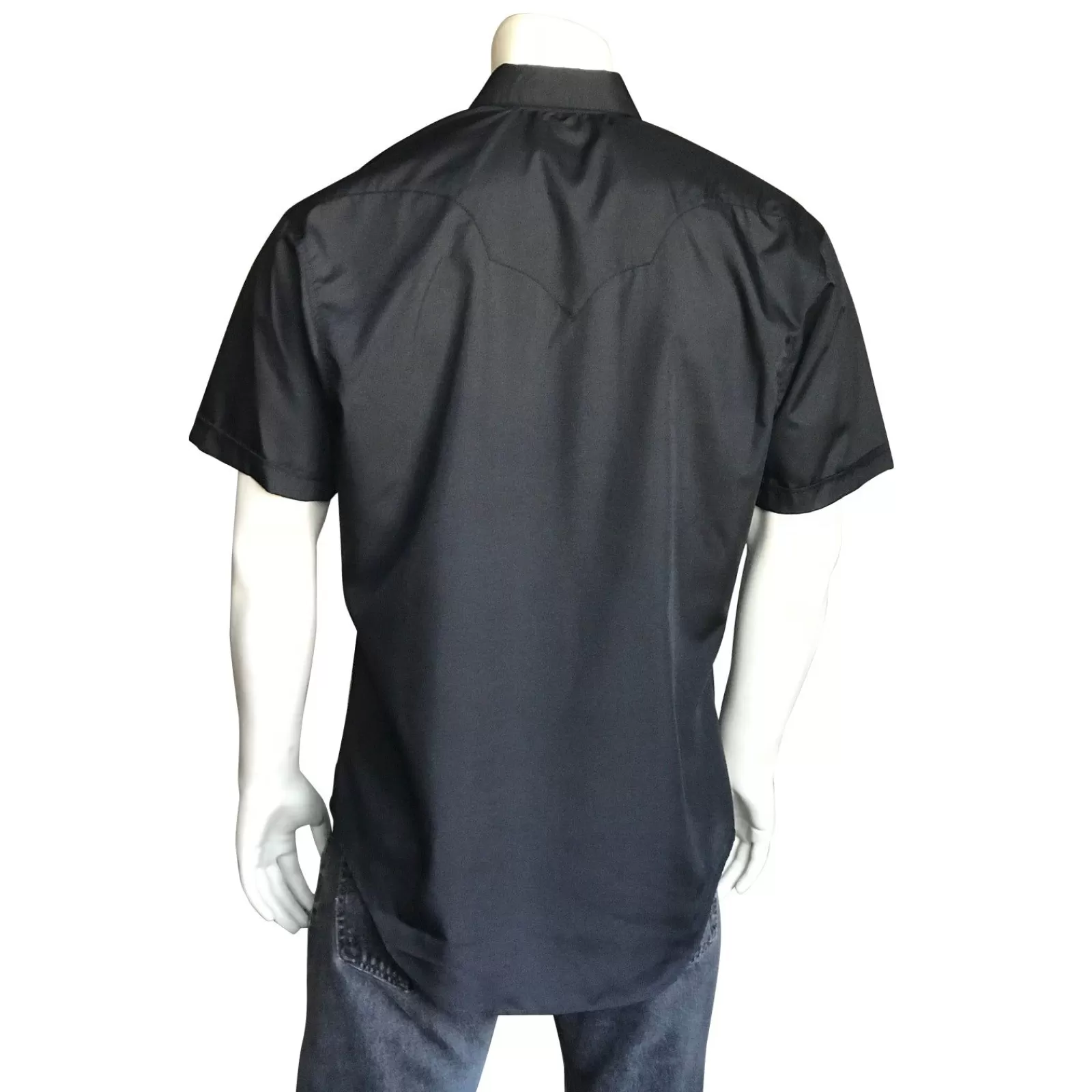 Rockmount Men'S Solid Black Cotton Blend Short Sleeve Western Shirt Best