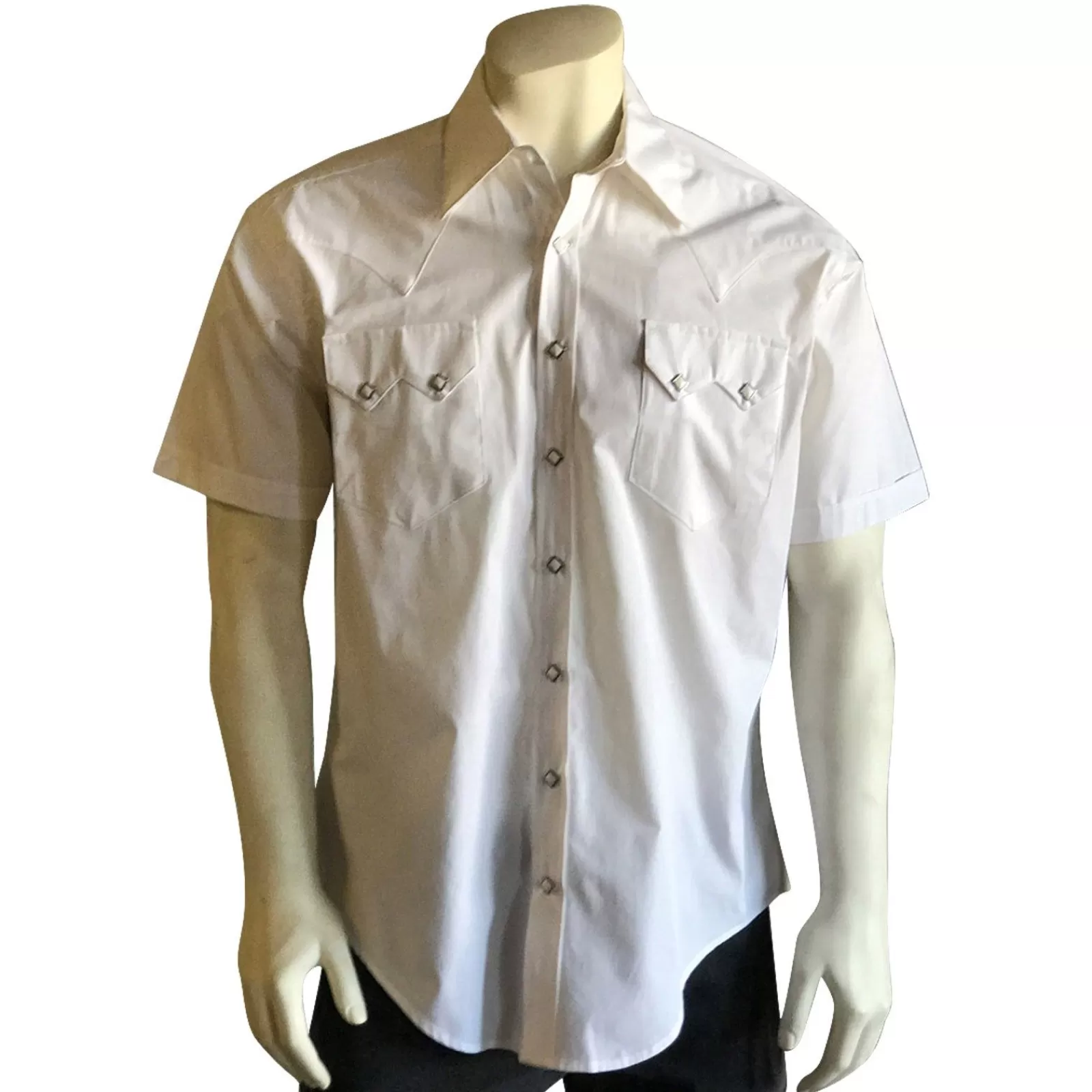 Rockmount Men'S Solid White Cotton Blend Short Sleeve Western Shirt Hot