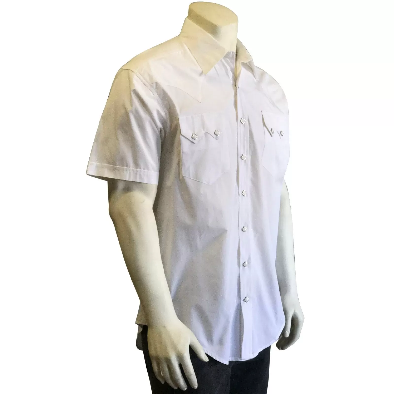 Rockmount Men'S Solid White Cotton Blend Short Sleeve Western Shirt Hot