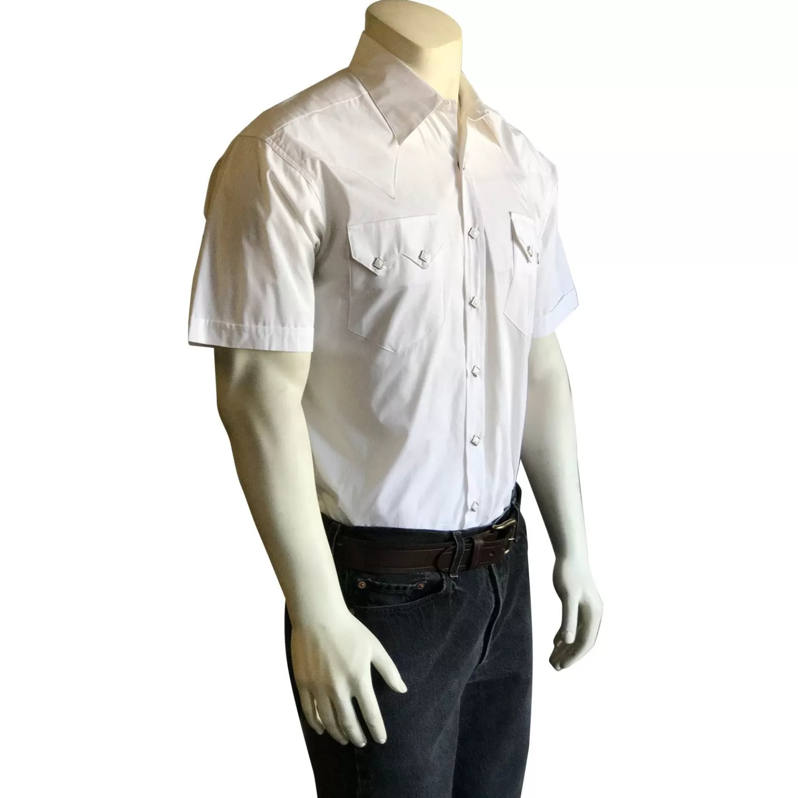 Rockmount Men'S Solid White Cotton Blend Short Sleeve Western Shirt Hot