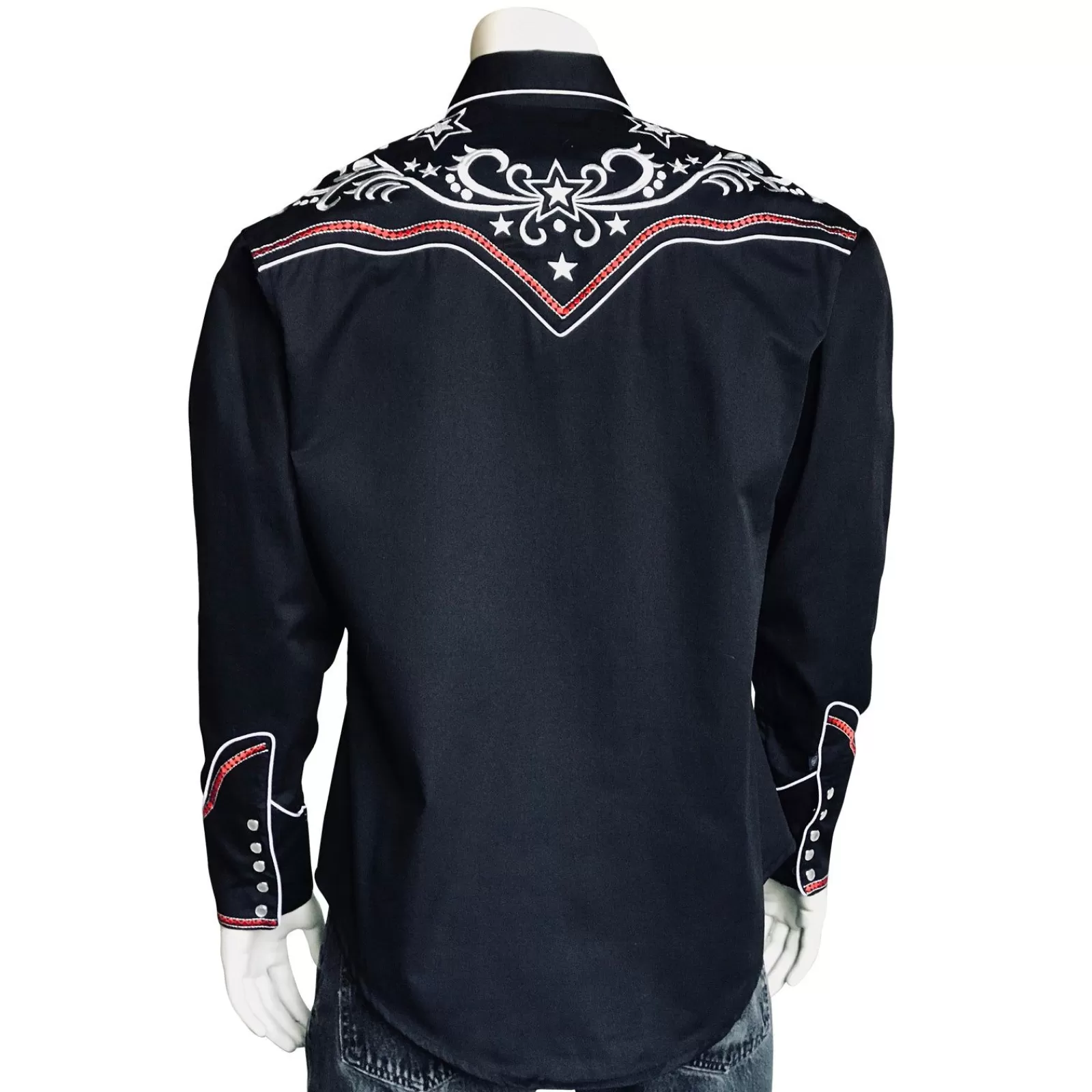 Rockmount Men'S Stars & Scrolls Embroidered Black Western Shirt Best