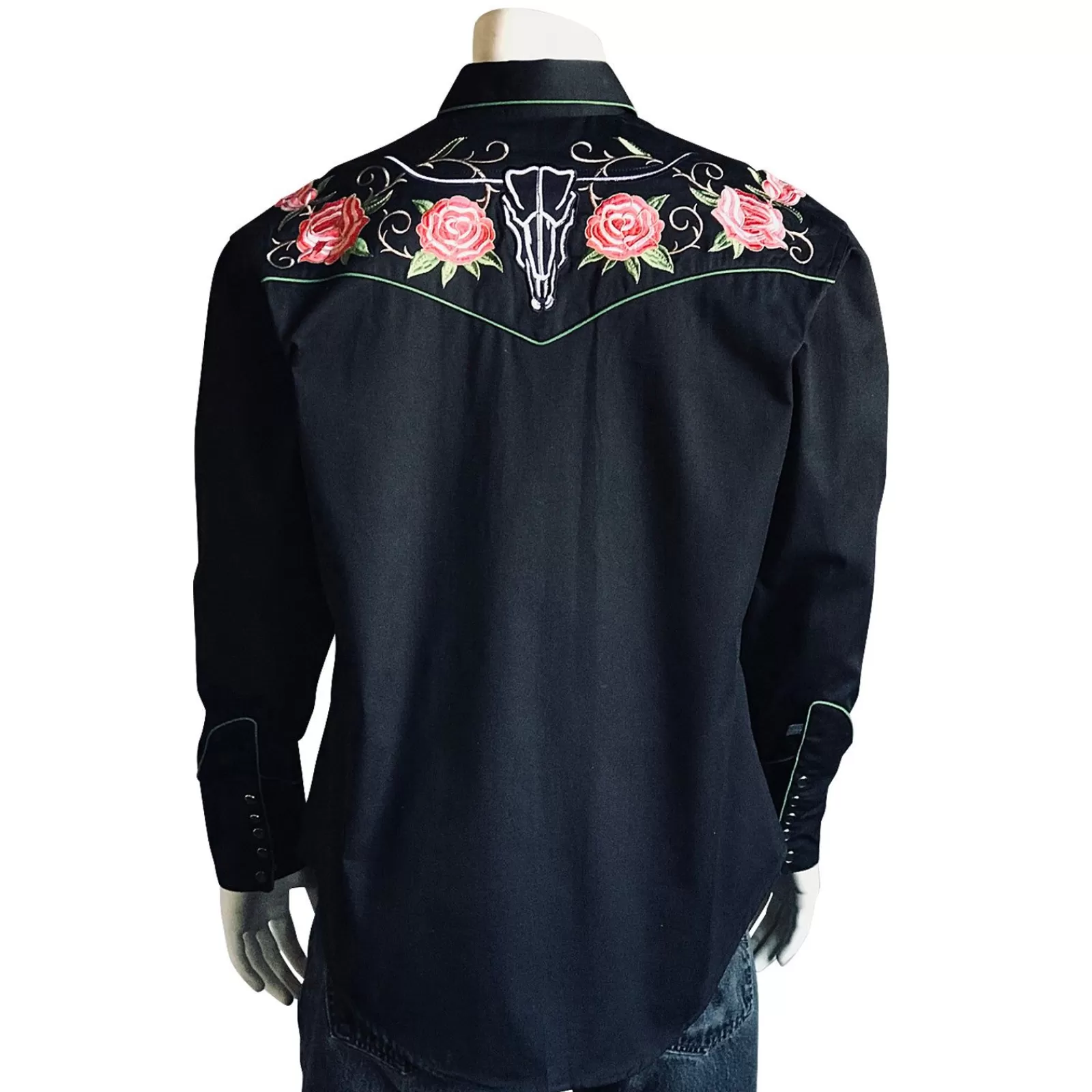 Rockmount Men'S Steer Longhorn & Floral Embroidery Western Shirt In Black Online