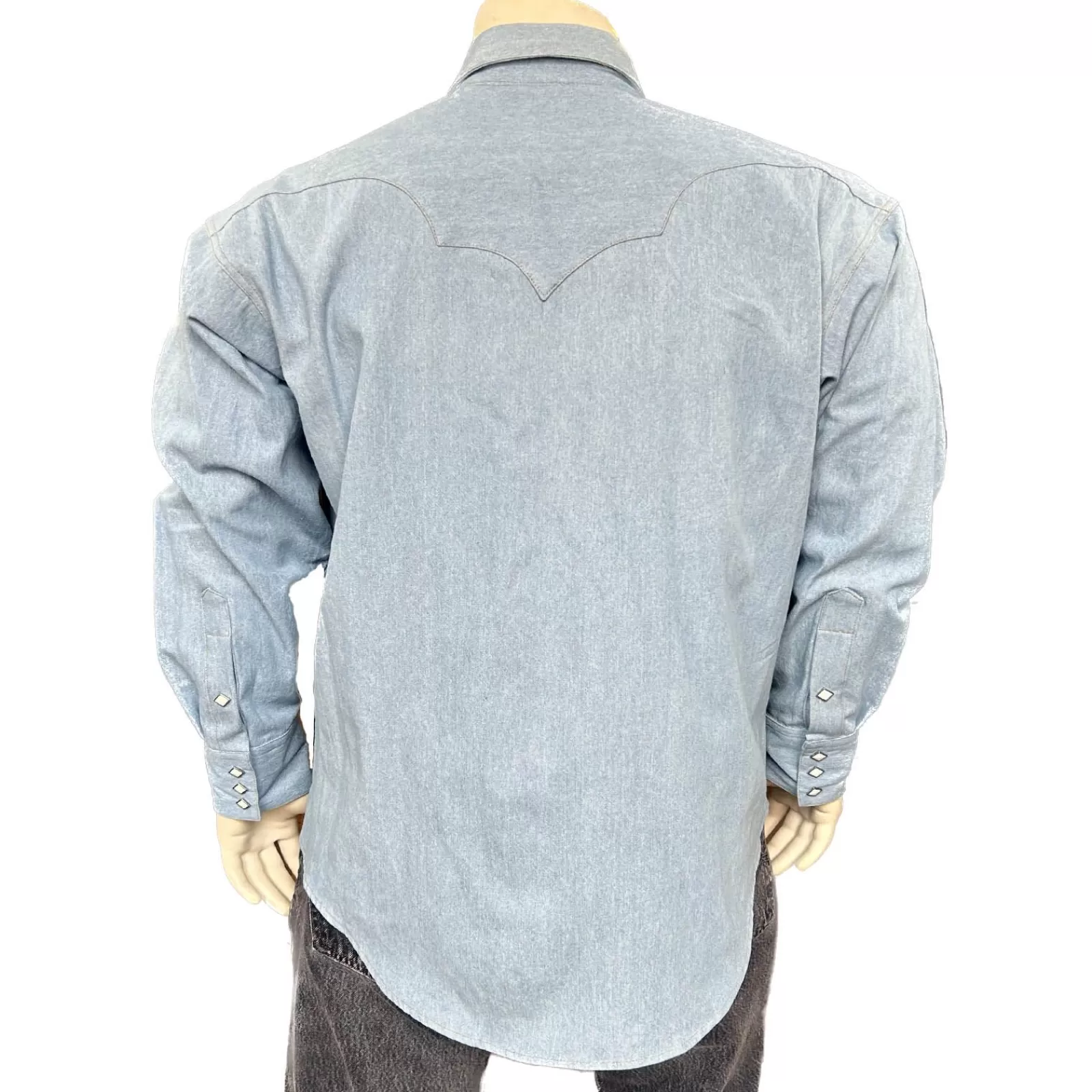 Rockmount Men'S Stonewashed Denim Sawtooth Western Shirt Outlet