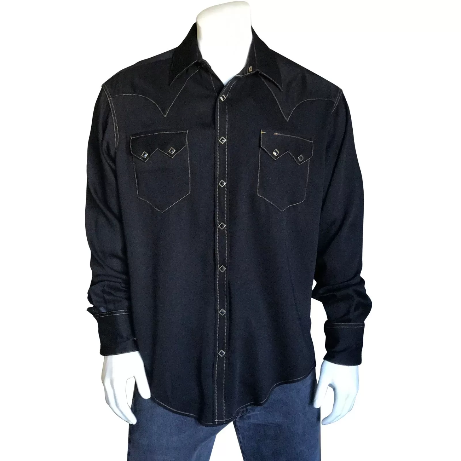 Rockmount Men'S Sueded Tencel Charcoal Black Western Shirt Discount