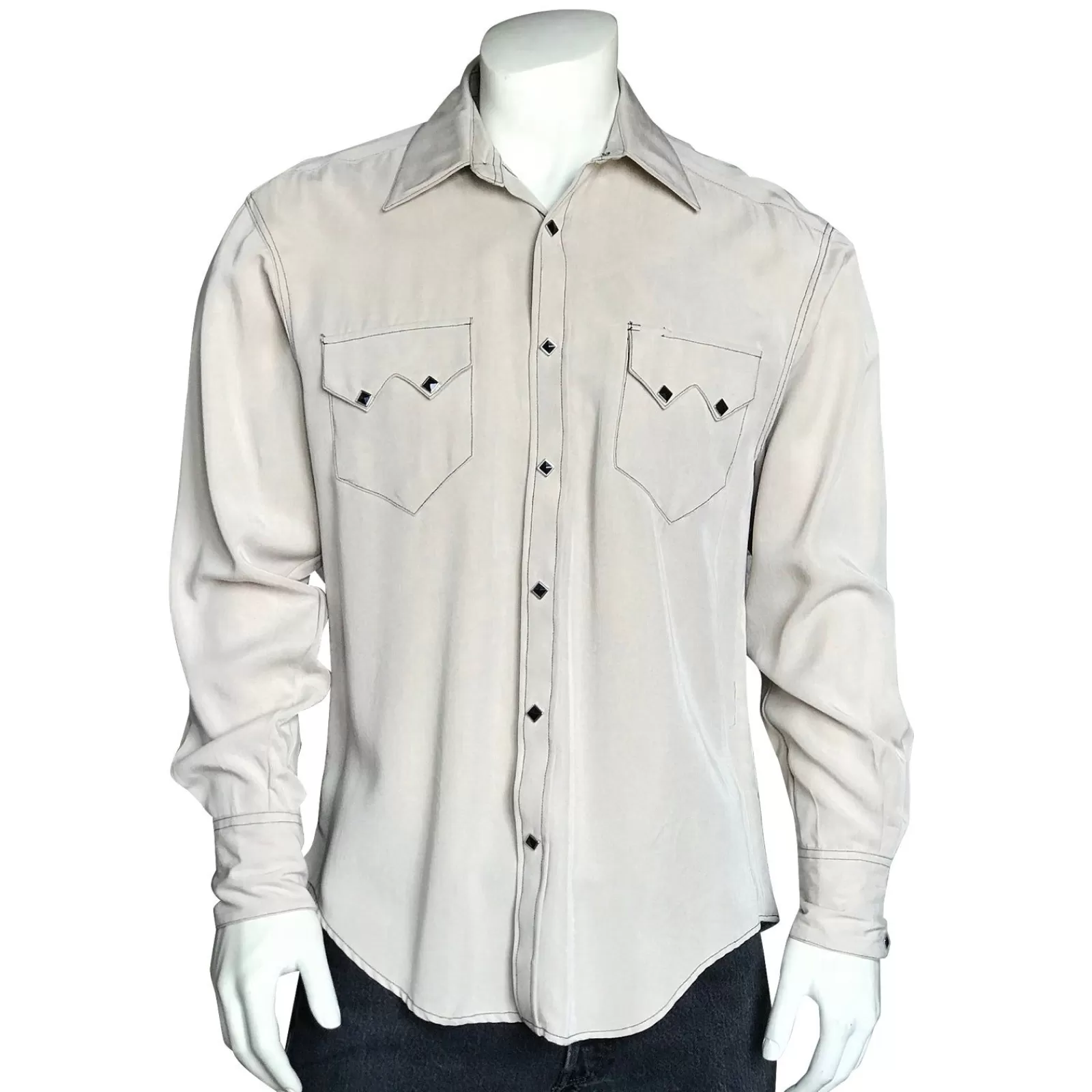 Rockmount Men'S Sueded Tencel Ivory Western Shirt Clearance