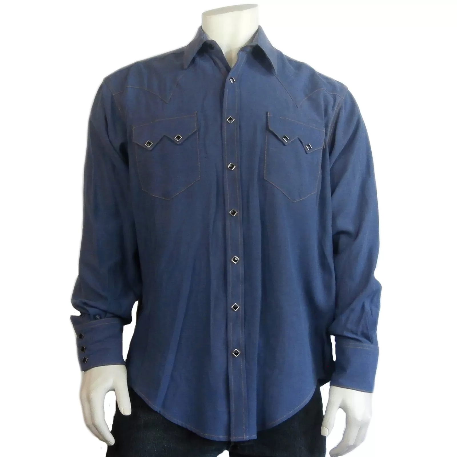 Rockmount Men'S Sueded Tencel Royal Blue Western Shirt Shop