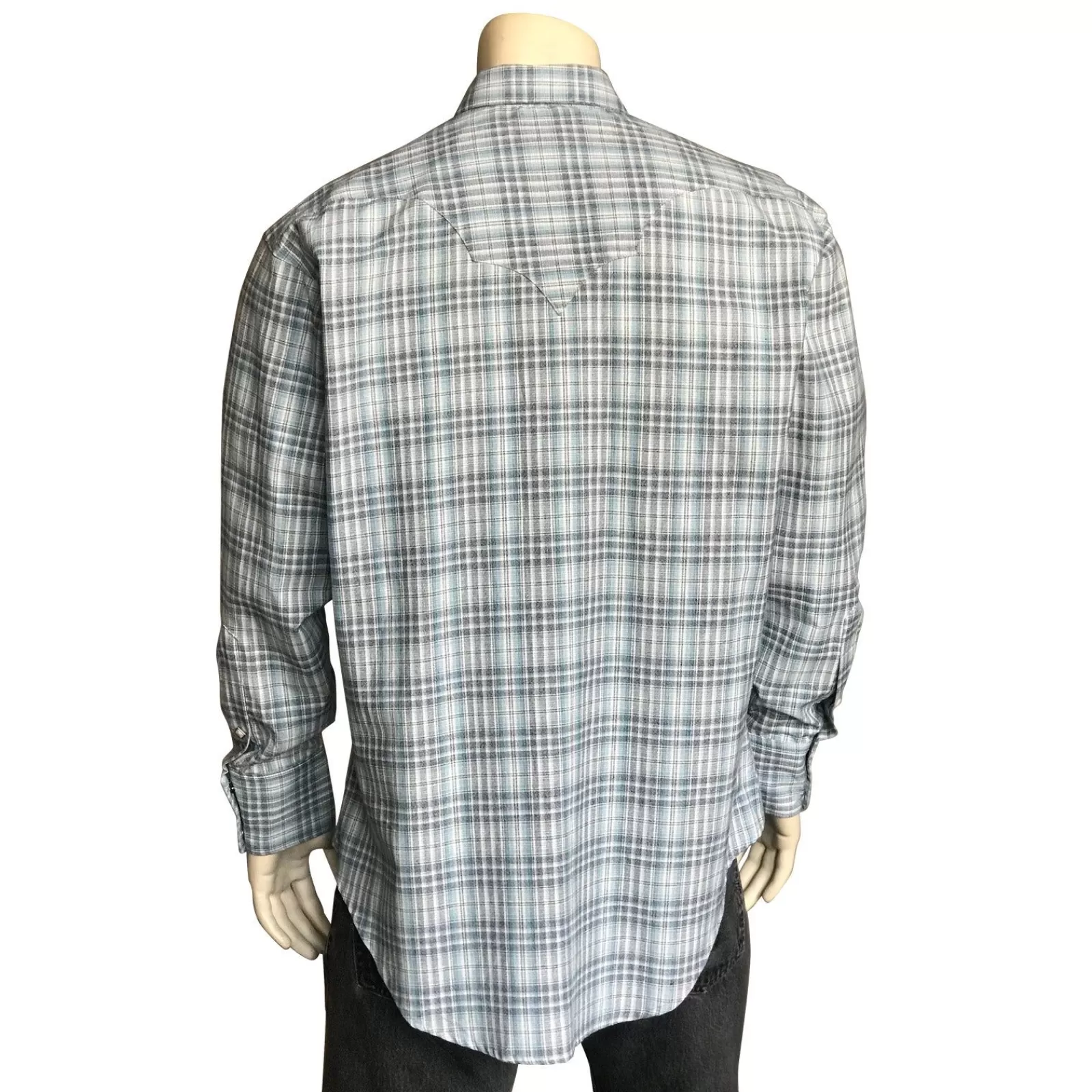 Rockmount Men'S Ultra-Soft Blue Rayon Check Western Shirt Clearance