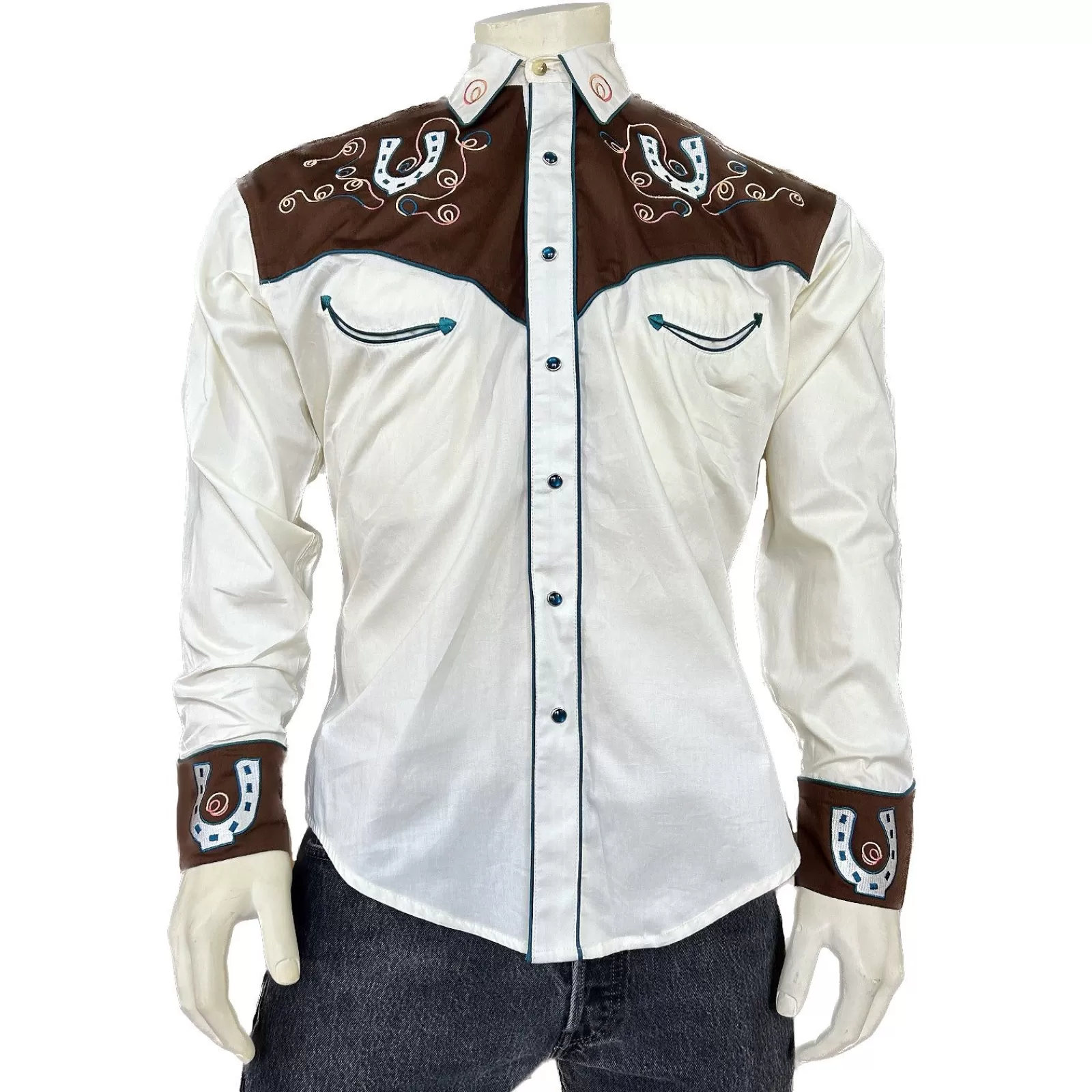 Rockmount Men'S Vintage 2-Tone Horseshoe Embroidery Flash Sale