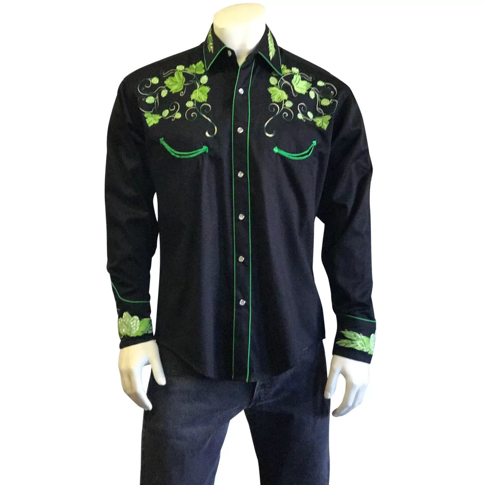 Rockmount Men'S Vintage Beer Hops Embroidered Western Shirt In Black Clearance