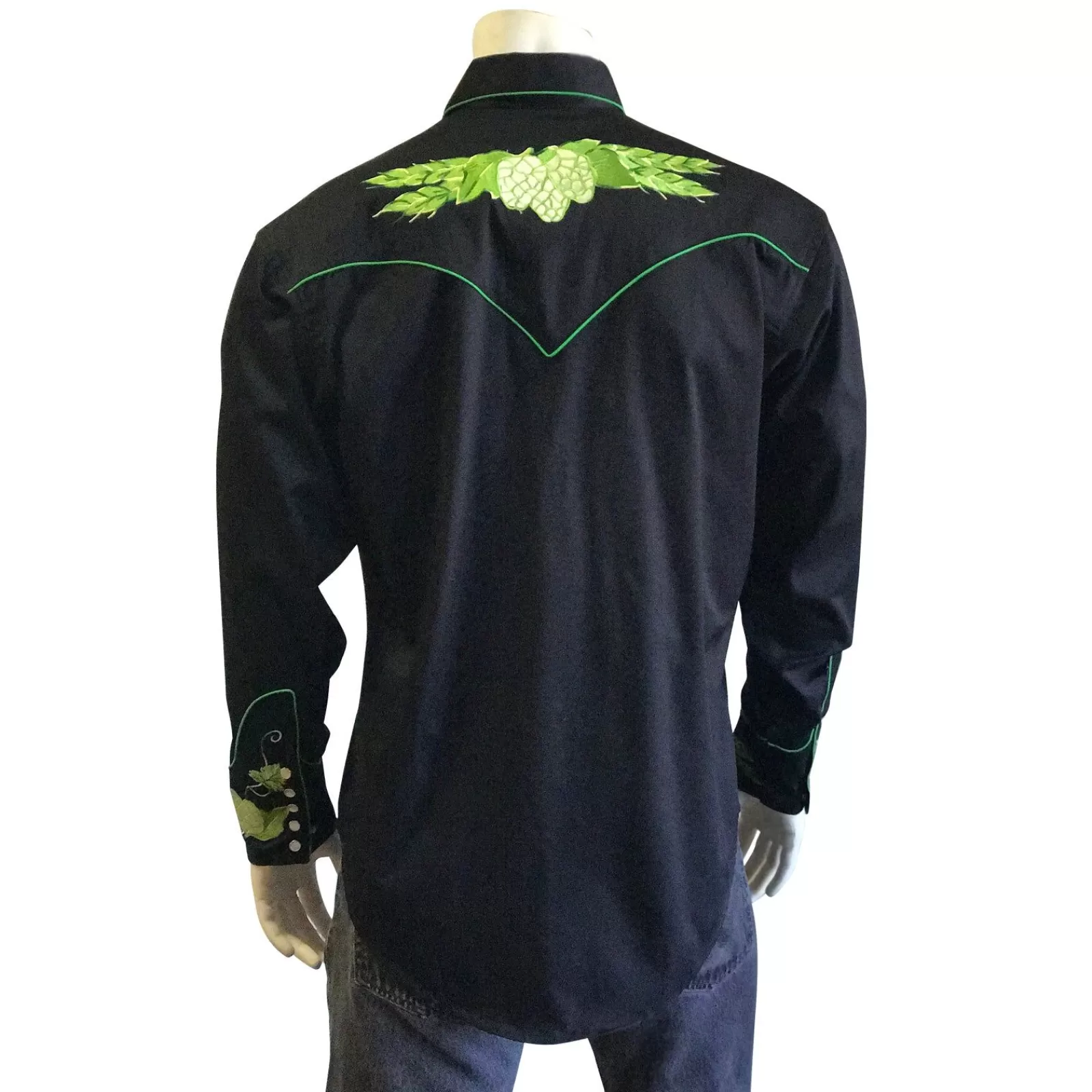 Rockmount Men'S Vintage Beer Hops Embroidered Western Shirt In Black Clearance