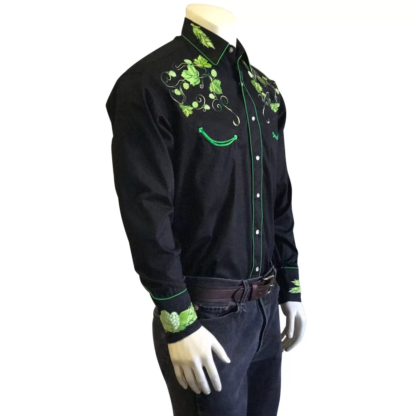 Rockmount Men'S Vintage Beer Hops Embroidered Western Shirt In Black Clearance