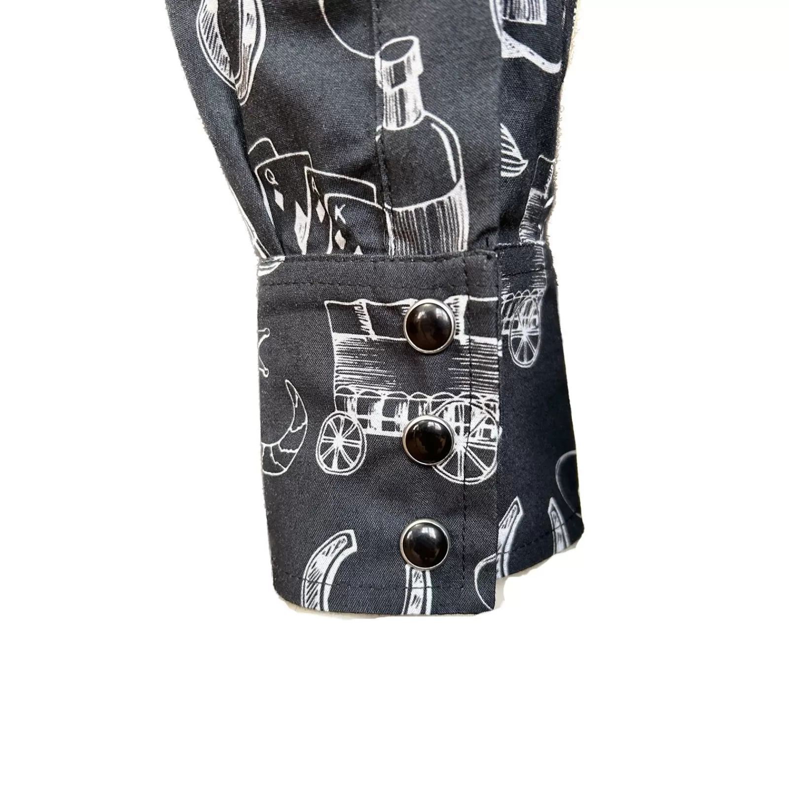 Rockmount Men'S Vintage Black Hat & Horse Shoe Card Western Print Best