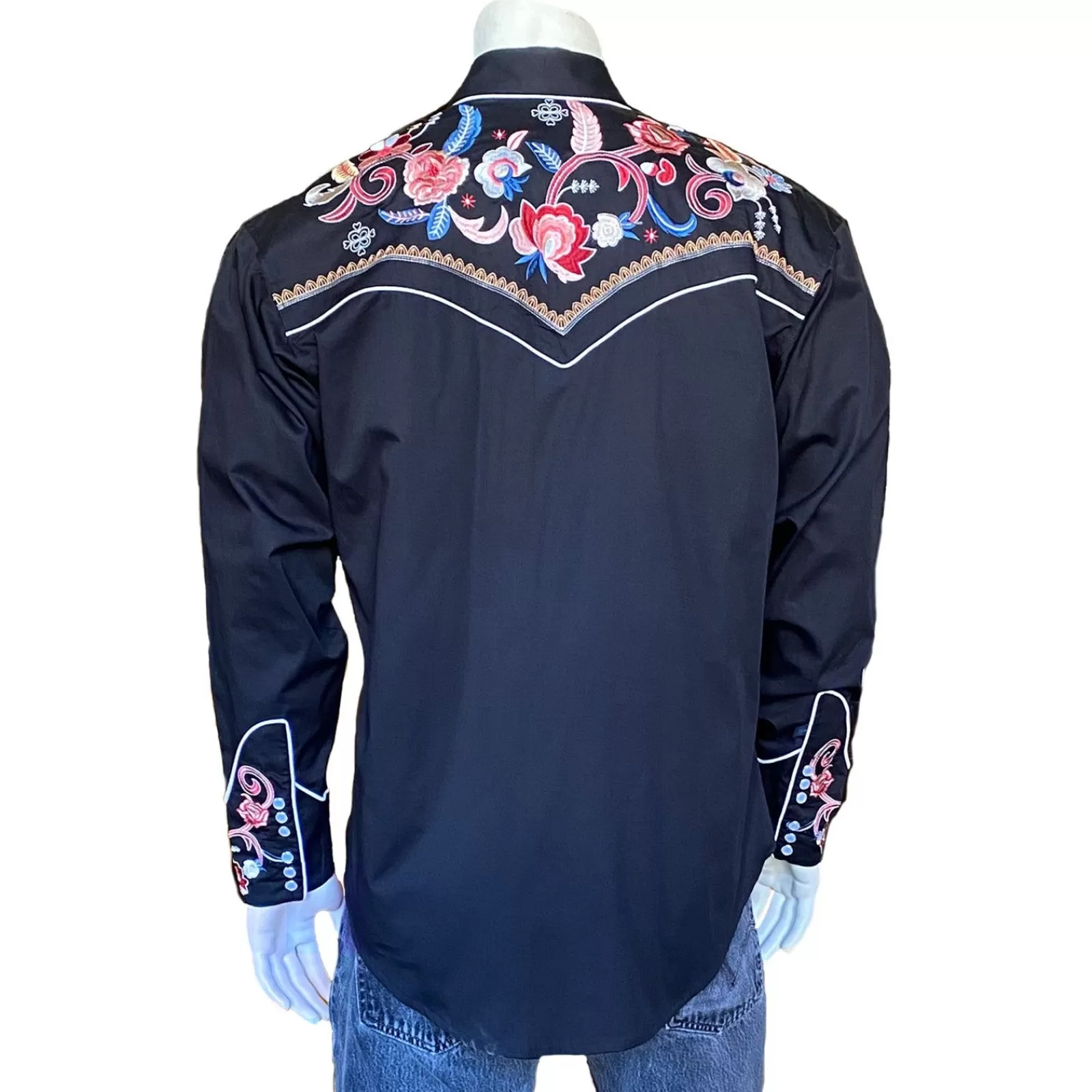 Rockmount Men'S Vintage Black Pastel Floral Embroidery Western Shirt Online