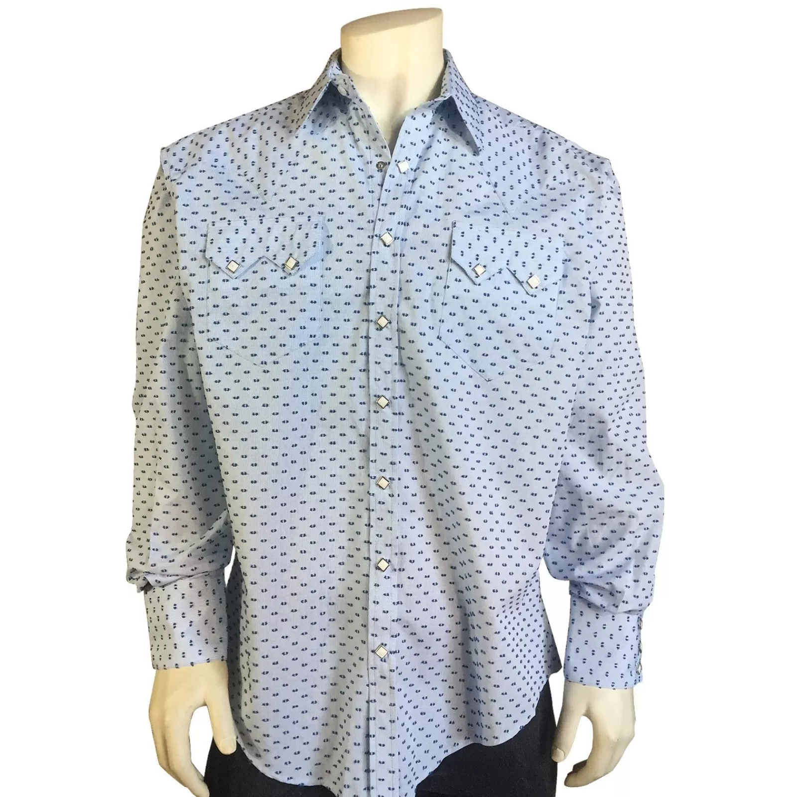 Rockmount Men'S Vintage Blue Dobby Western Shirt Cheap