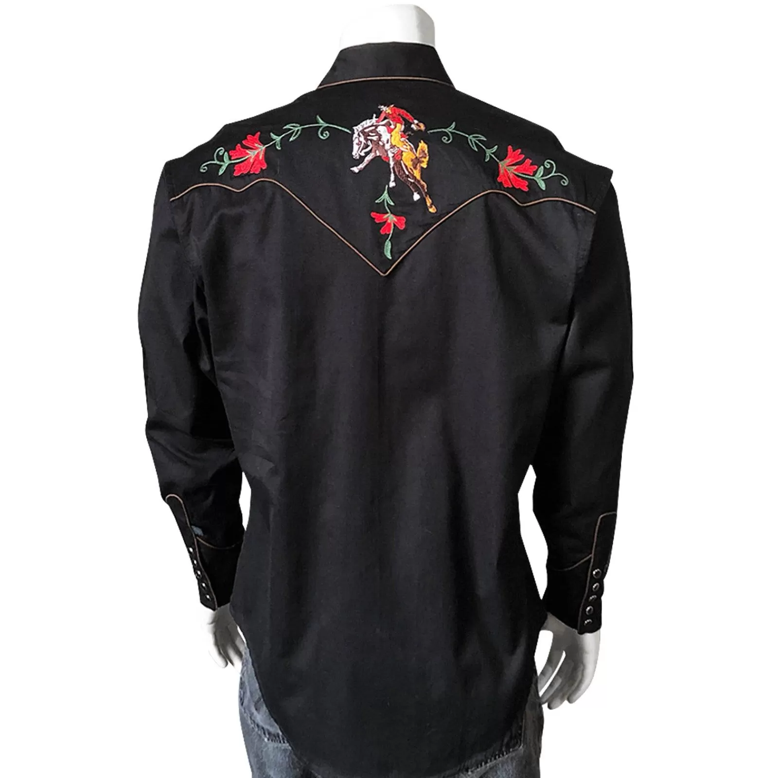 Rockmount Men'S Vintage Bronc Embroidered Western Shirt In Black Best Sale
