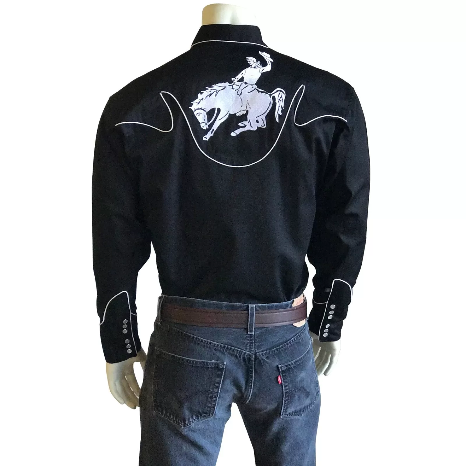 Rockmount Men'S Vintage Bronc Embroidered Western Shirt In Black & White Shop