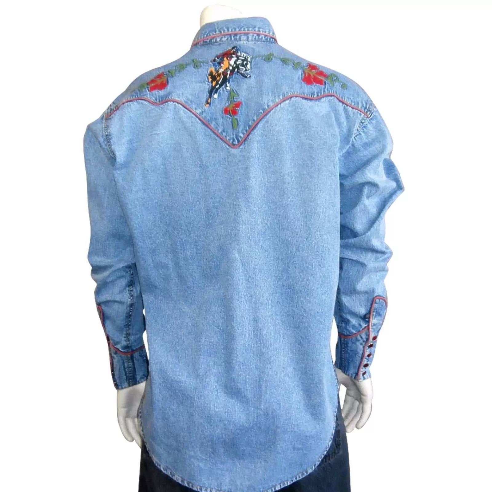 Rockmount Men'S Vintage Bronc Embroidered Western Shirt In Denim Cheap
